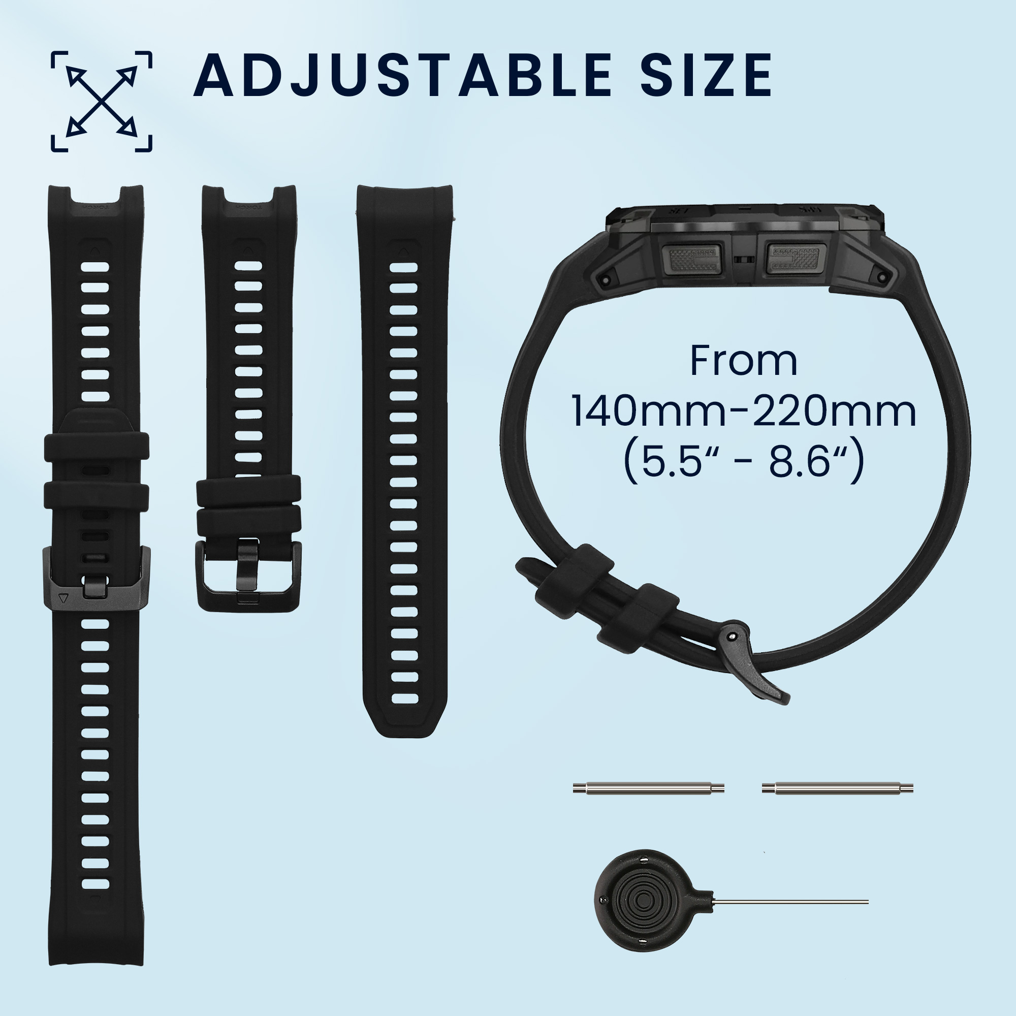 Řemínek na hodinky kwmobile Garmin Instinct 3 45mm Watch Strap - černá