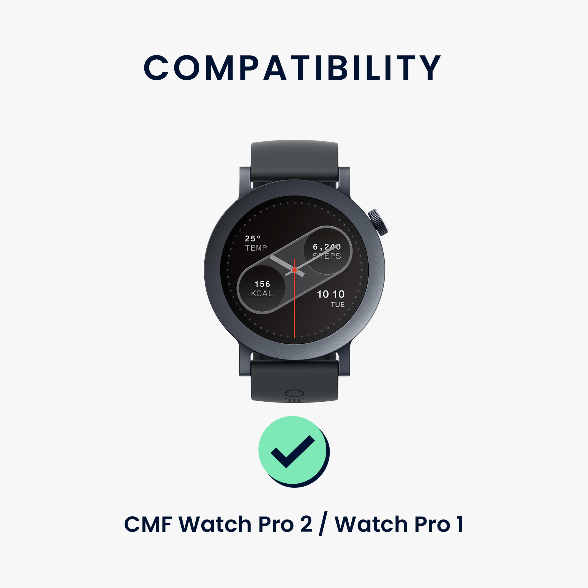 Řemínek na hodinky kwmobile nylonový pro CMF Watch Pro 2 / Watch Pro 1, šedá / starorůžová, 2 ks