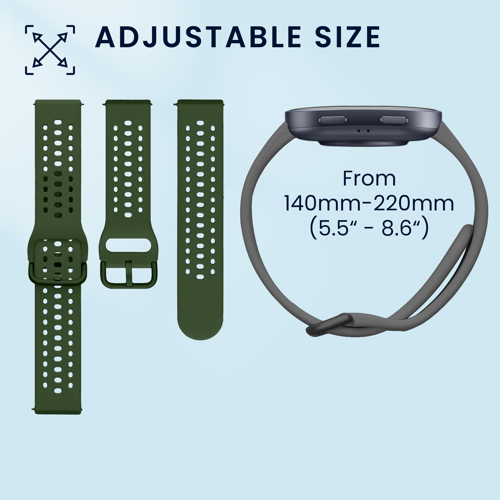 Sada 2 řemínků pro Amazfit Bip 6 kwmobile - tmavě zelená a tmavě šedá