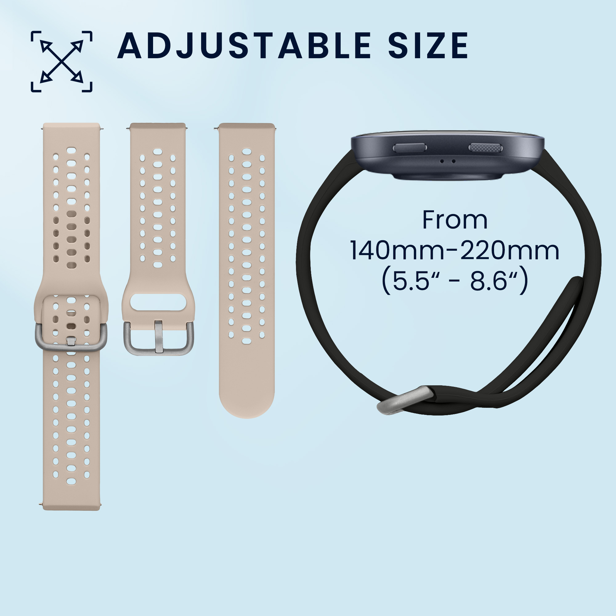 Řemínek 22mm Amazfit Bip 6/Bip 5 Unity/Bip 5/GTS 3/Balance 2... 22mm kwmobile TPU černý/béžový