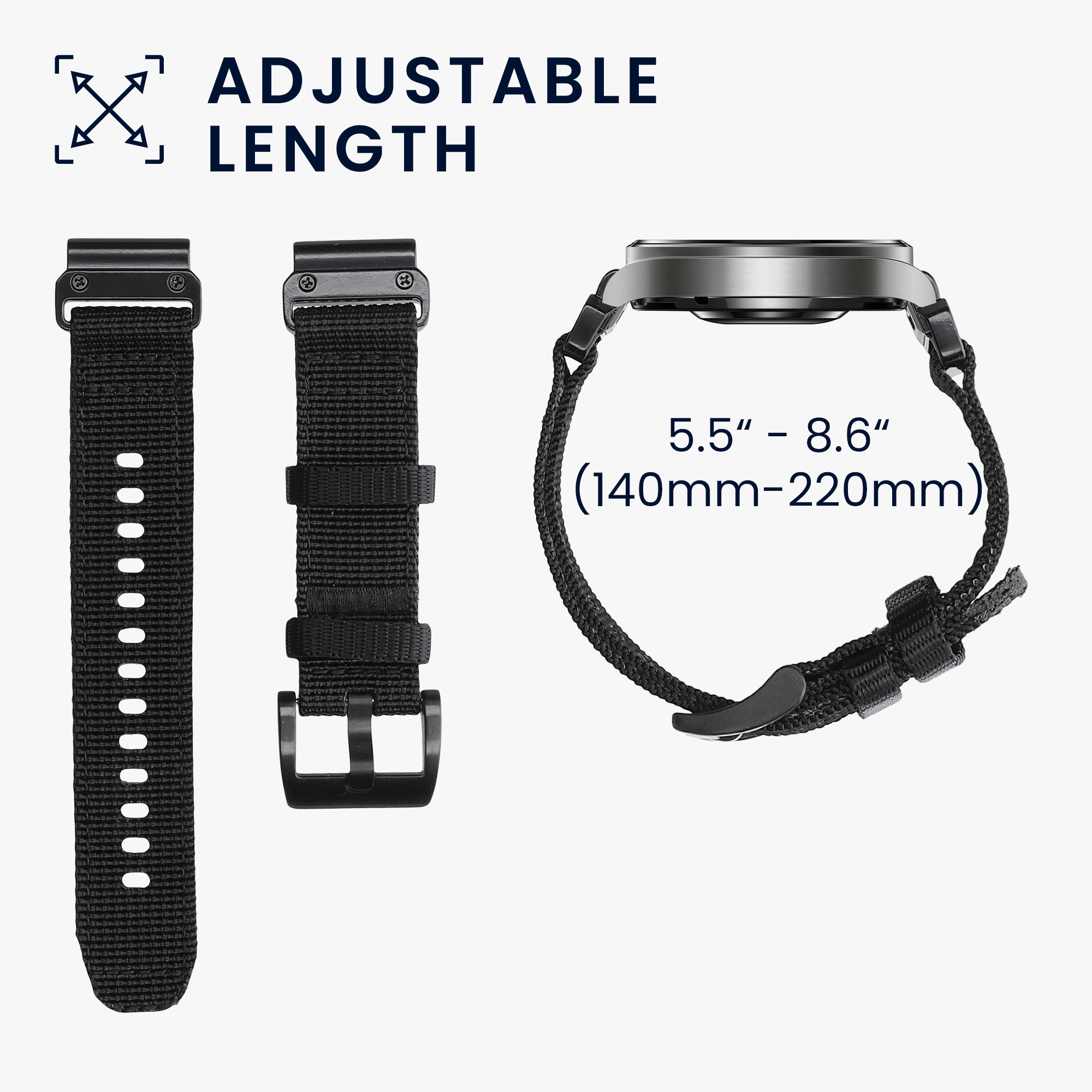 Řemínek Garmin Forerunner 955 / 965 / kwmobile nylon 1 ks černá
