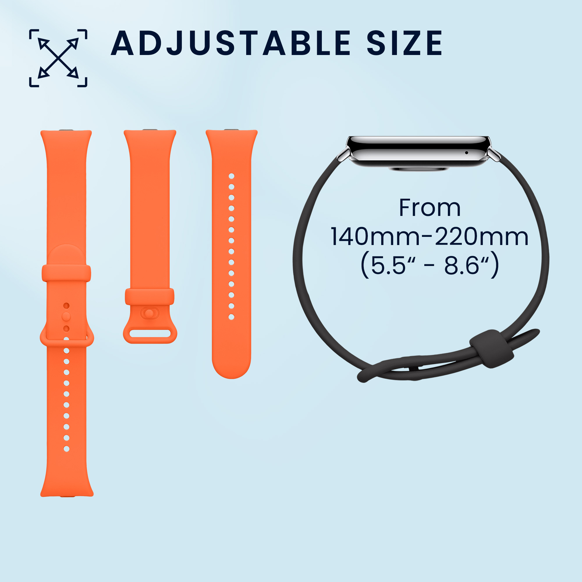 2x Řemínek Xiaomi Smart Band 8 Pro / Smart Band 9 Pro kwmobile - černá / oranžová