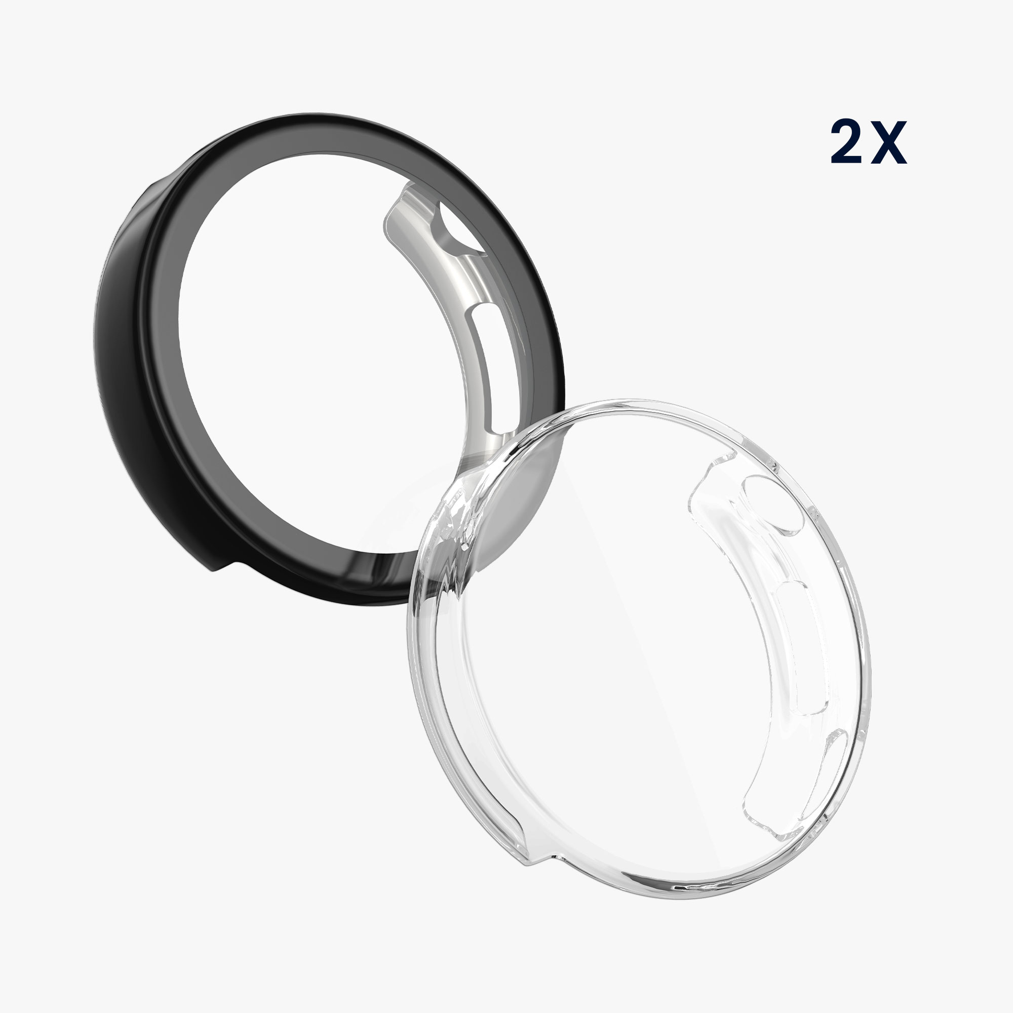 Ochranný kryt se sklem na hodinky kwmobile pro Xiaomi Watch S4 41mm, transparentní / černá, 2 ks