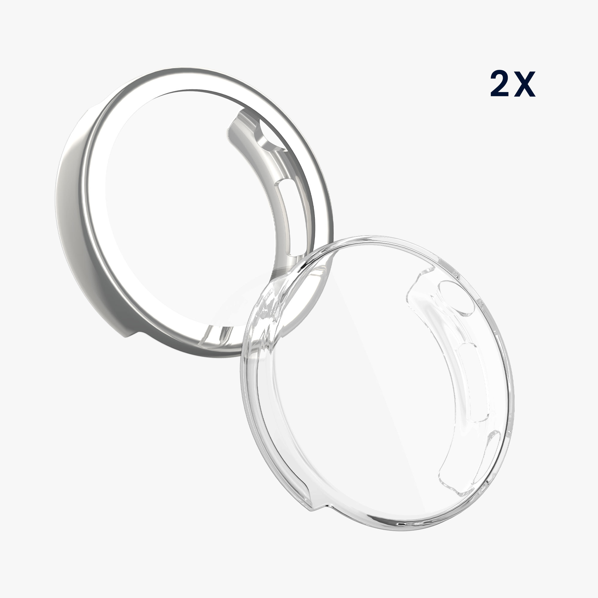 Ochranný kryt se sklem na hodinky kwmobile pro Xiaomi Watch S4 41mm, transparentní / stříbrná, 2 ks