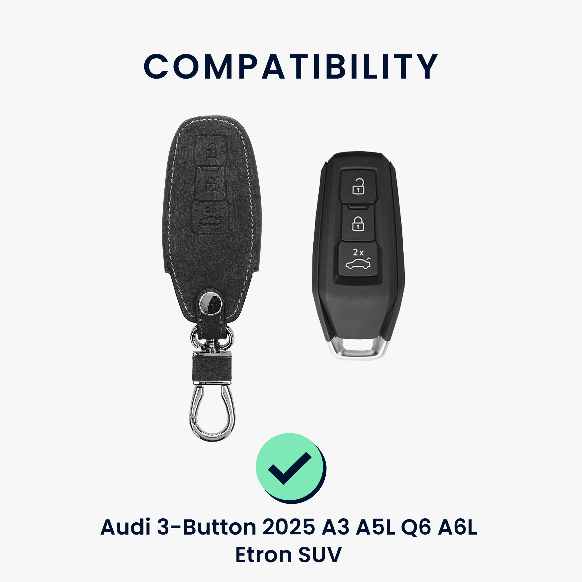 Obal na autoklíč Audi 2025 se 3 tlačítky kwmobile - tmavě šedá