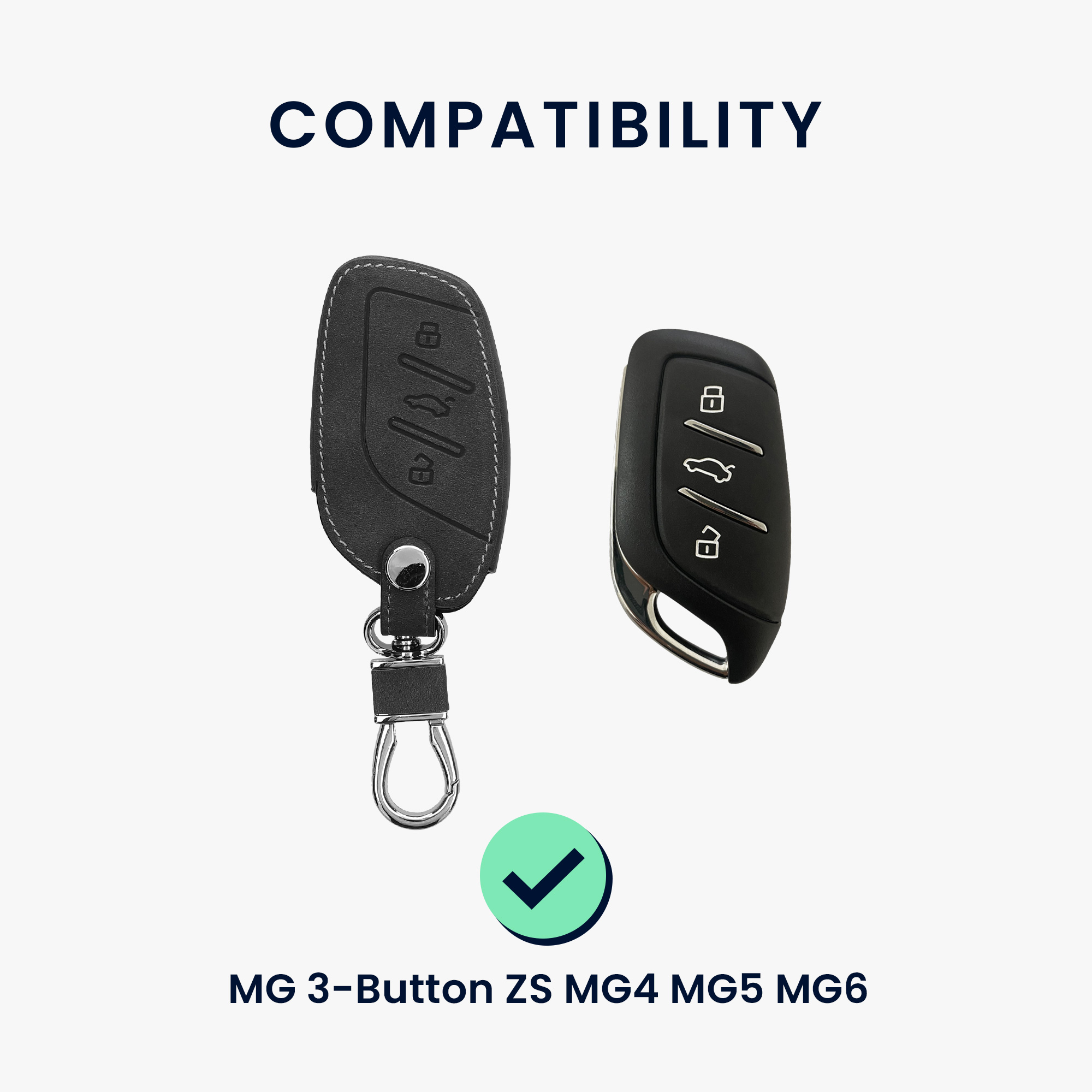Pouzdro na klíč od auta kwmobile MG 3 tlačítka ZS/MG4/MG5/MG6, tmavě šedá