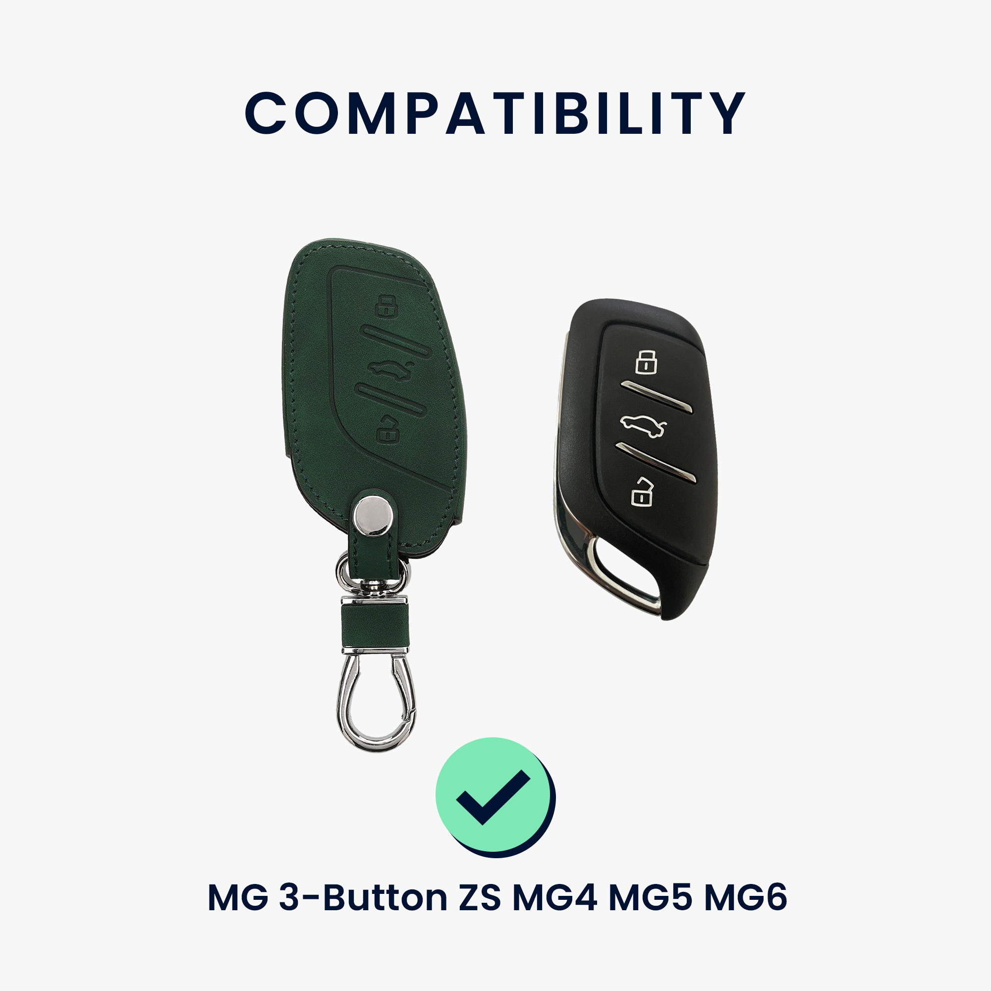Pouzdro na klíč od auta kwmobile MG 3 tlačítka ZS/MG4/MG5/MG6, tmavě zelená