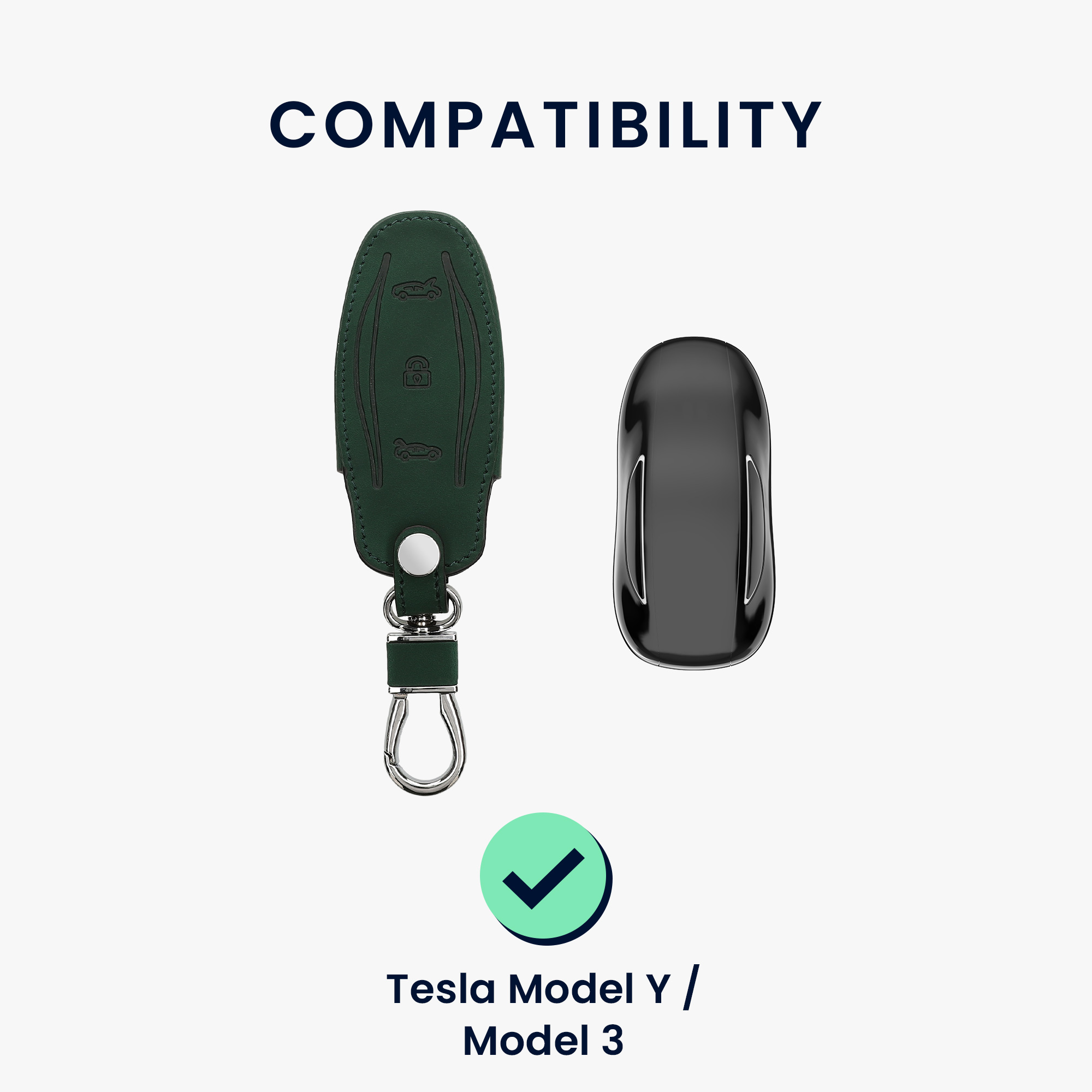Pouzdro na klíč od auta Tesla Model Y / Model 3 kwmobile - tmavě zelená