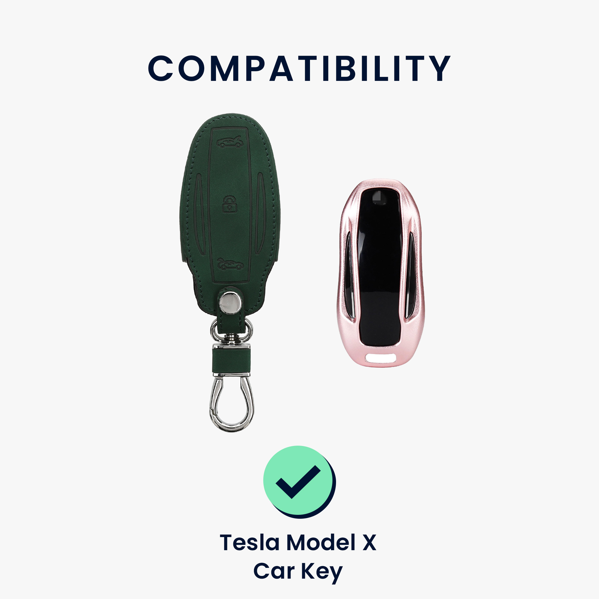 Pouzdro na klíč od auta Tesla Model X kwmobile - tmavě zelená