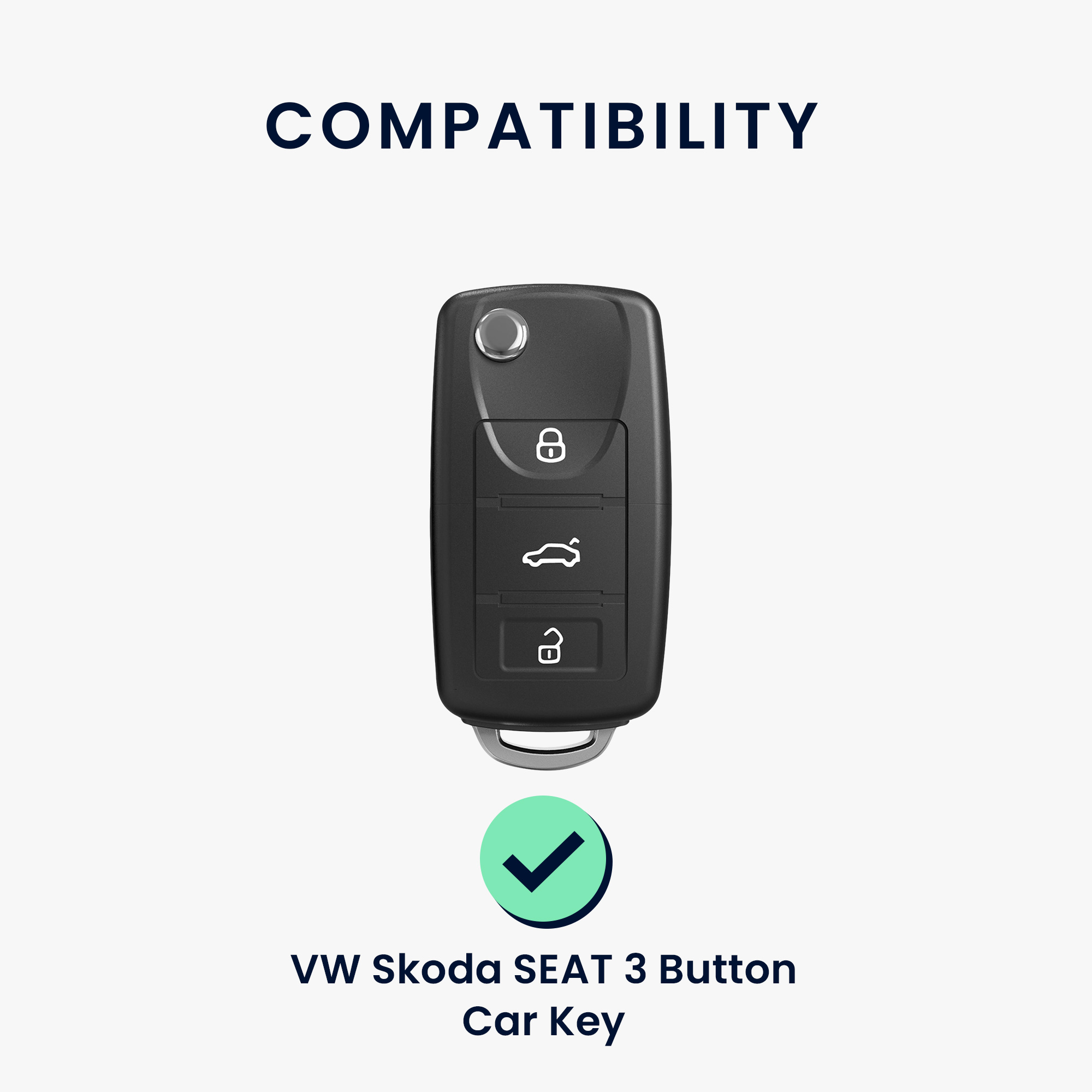 Pouzdro na klíč od auta kwmobile pro VW / Škoda / SEAT 3 tlačítkový klíč - matně černá