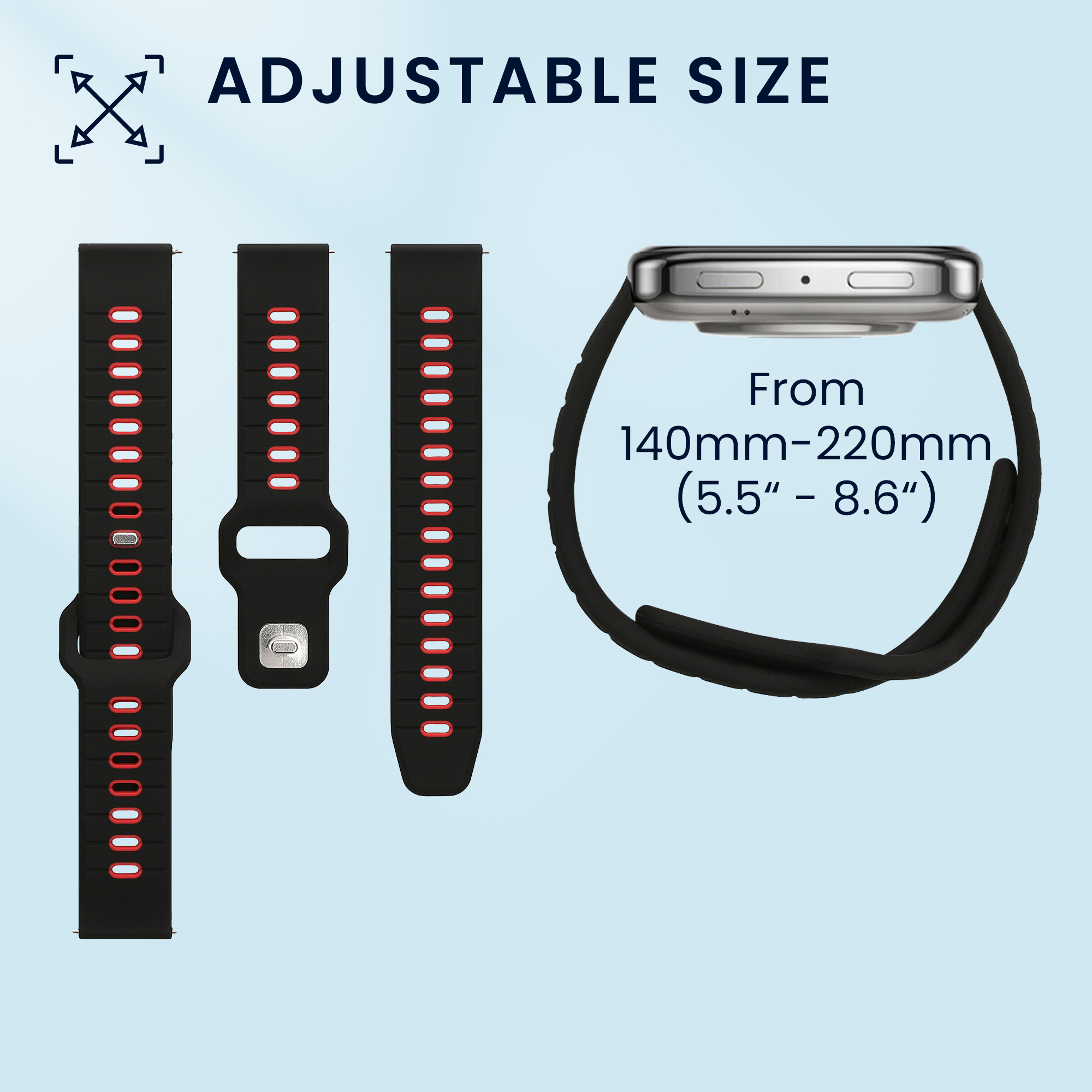Řemínek 20mm Amazfit Active 2/2 Square/Active Edge/Bip 3/GTS... 20mm kwmobile TPU černý/šedý/černý/červený