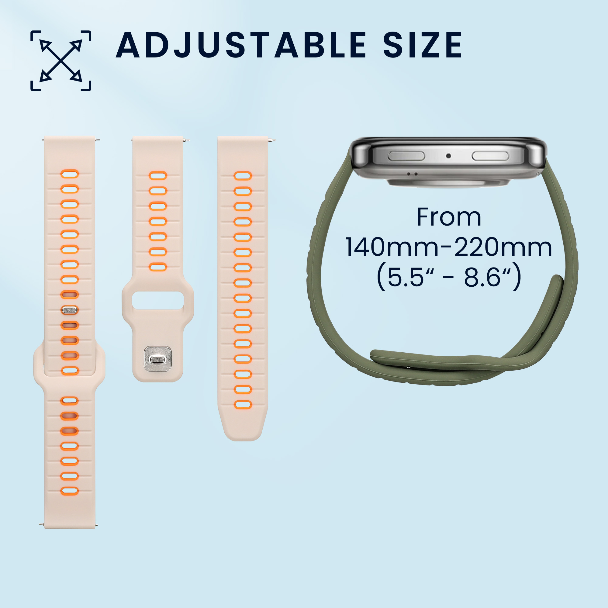 Řemínek 20mm Amazfit Active 2/2 Square/Active Edge/Bip 3/GTS... 20mm kwmobile TPU tmavě zelený/černý/bílý/oranžový