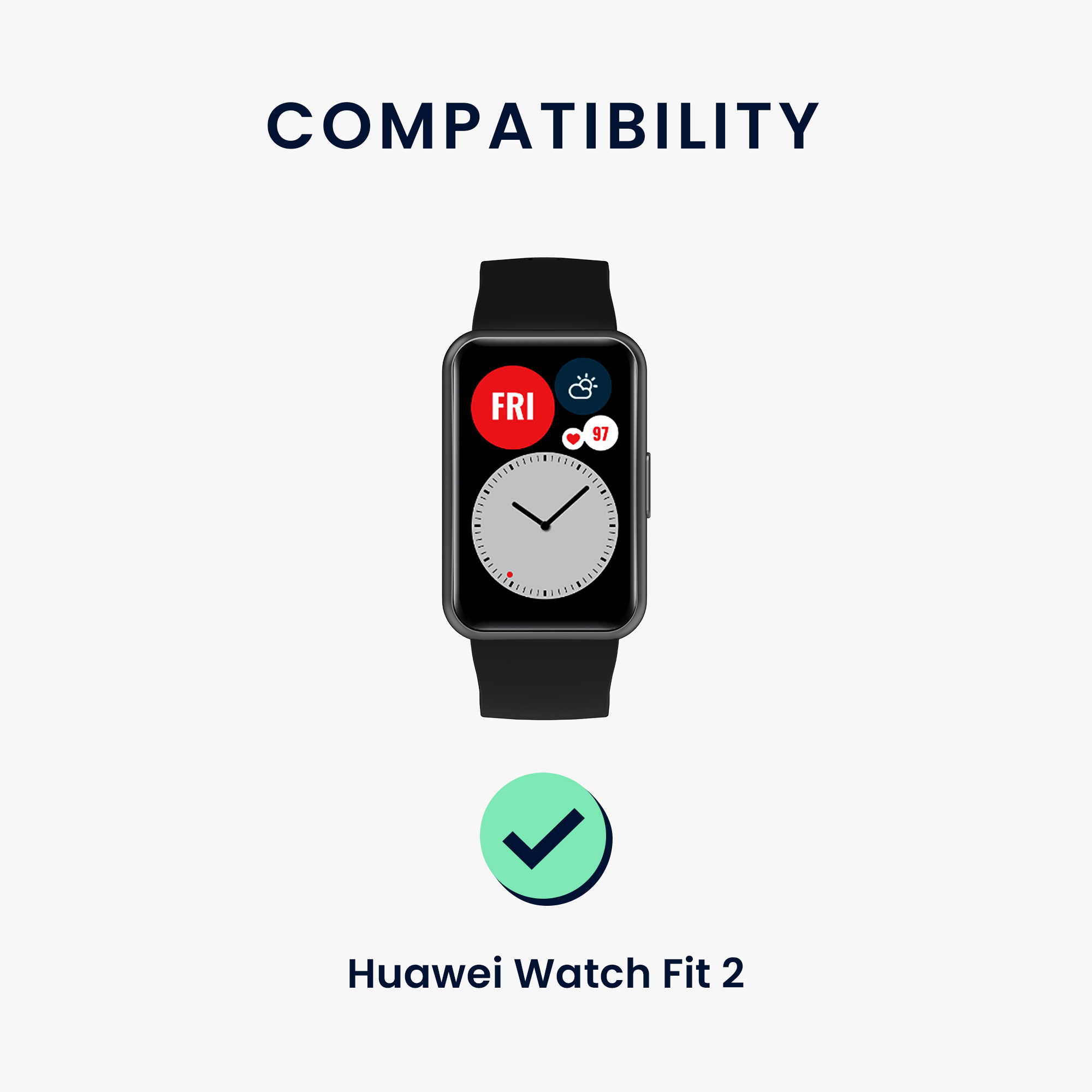 Kožený řemínek Huawei Watch Fit 2 černá kwmobile