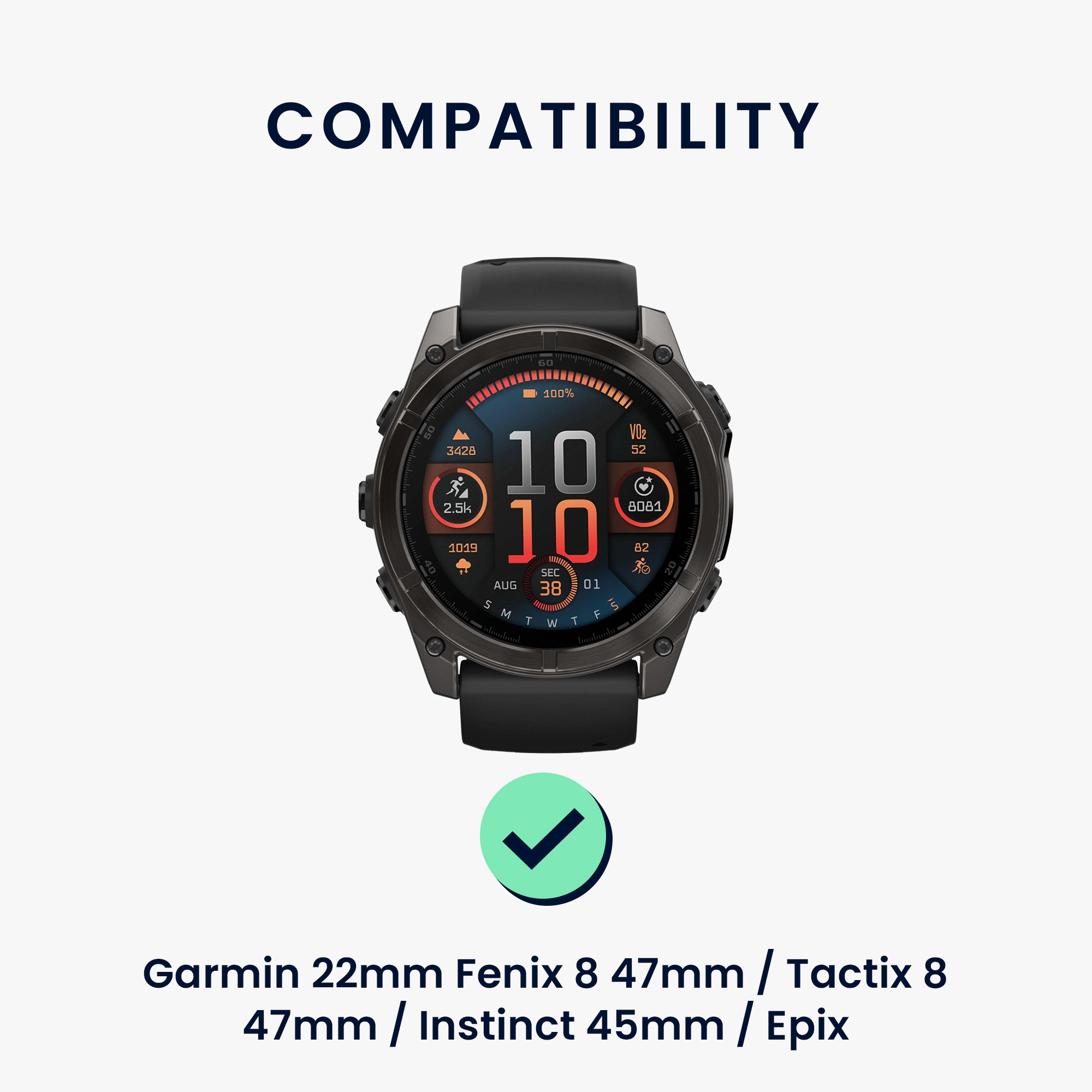 Řemínek Garmin 22mm Fenix 8 47mm/Tactix 8 47mm/Instinct 45mm... 22mm kwmobile TPU hnědý/černý