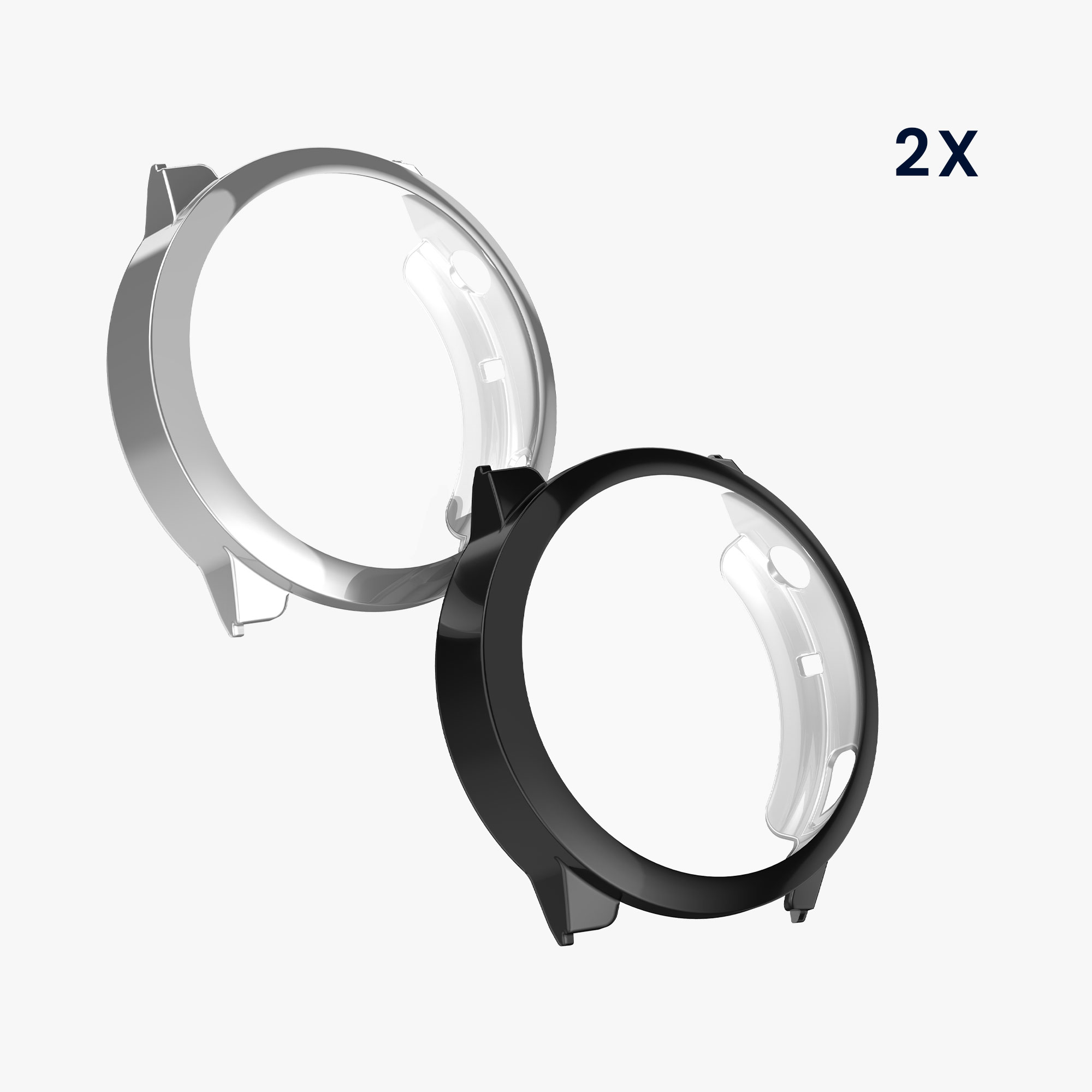 2 ks Ochranný kryt kwmobile pro Garmin Venu 4 45mm - černá / stříbrná