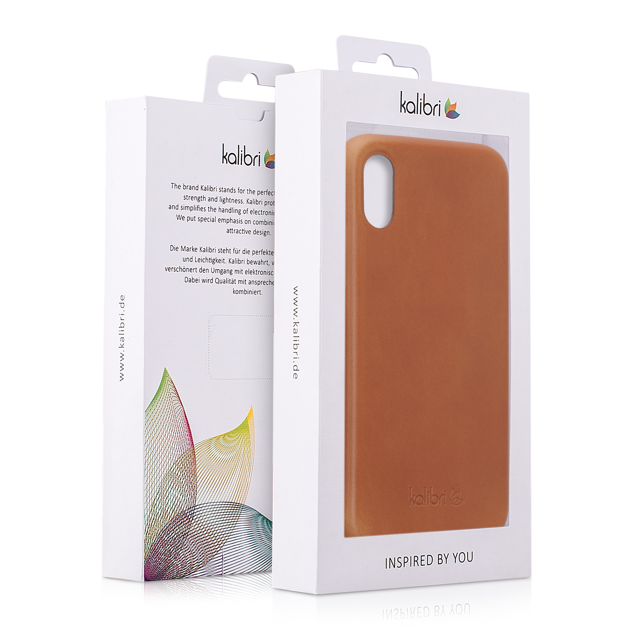Kožený kryt na mobil kalibri pro Apple iPhone X - koňaková