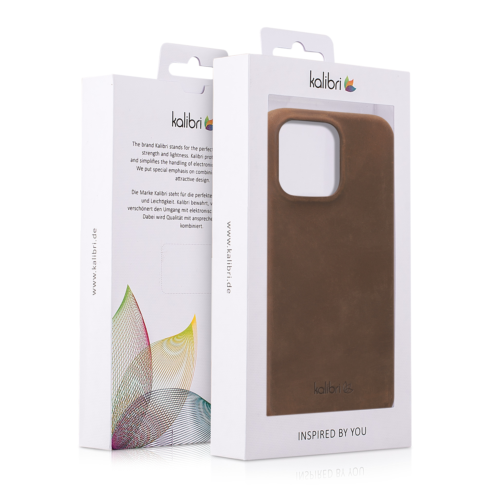 Kožený kryt kalibri pro iPhone 15 Pro Max - hnědá