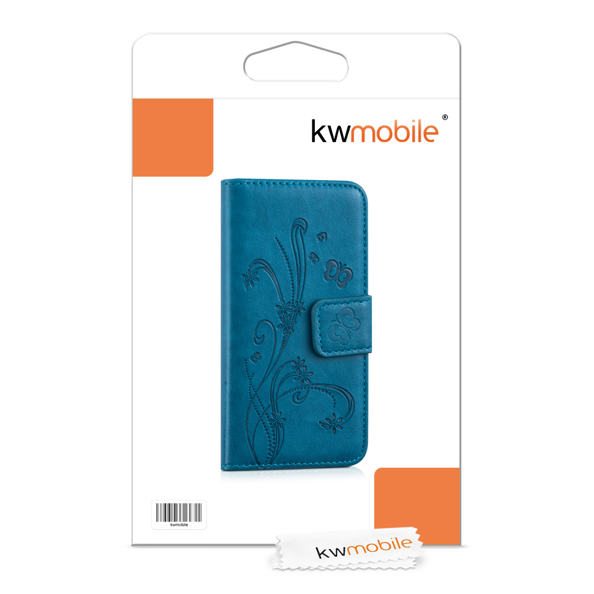 Flipové pouzdro kwmobile pro iPhone SE (1. generace 2016) / iPhone 5 / iPhone 5S - motýlí úponky tmavě modré