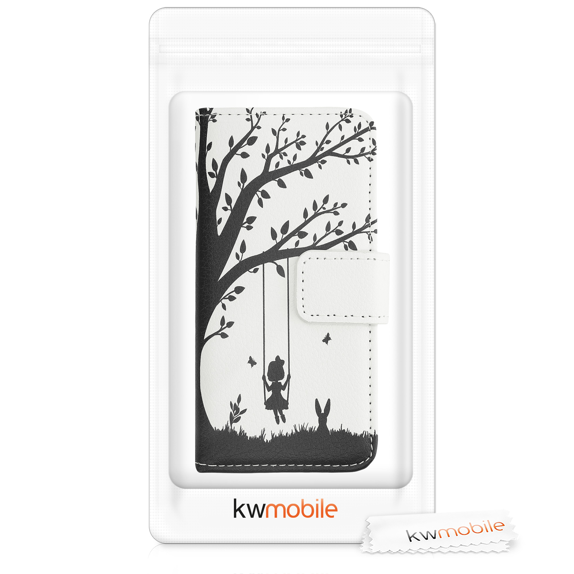 Flipové pouzdro kwmobile pro Apple iPhone SE (1.Gen 2016) / iPhone 5 / iPhone 5S - černá, bílá