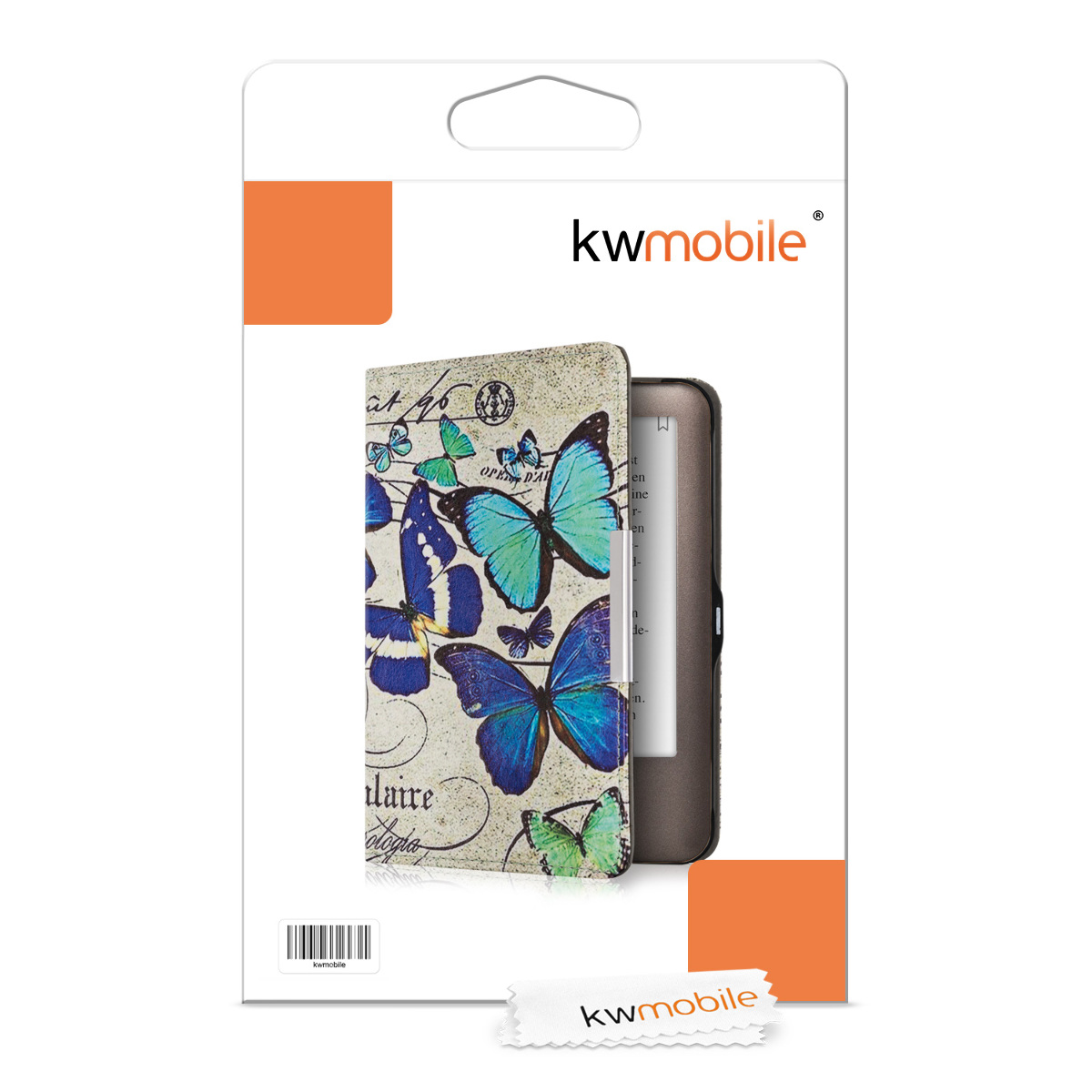 Pouzdro na čtečku Tolino Shine (2013) kwmobile - vintage butterflies / modrá / mátová / béžová