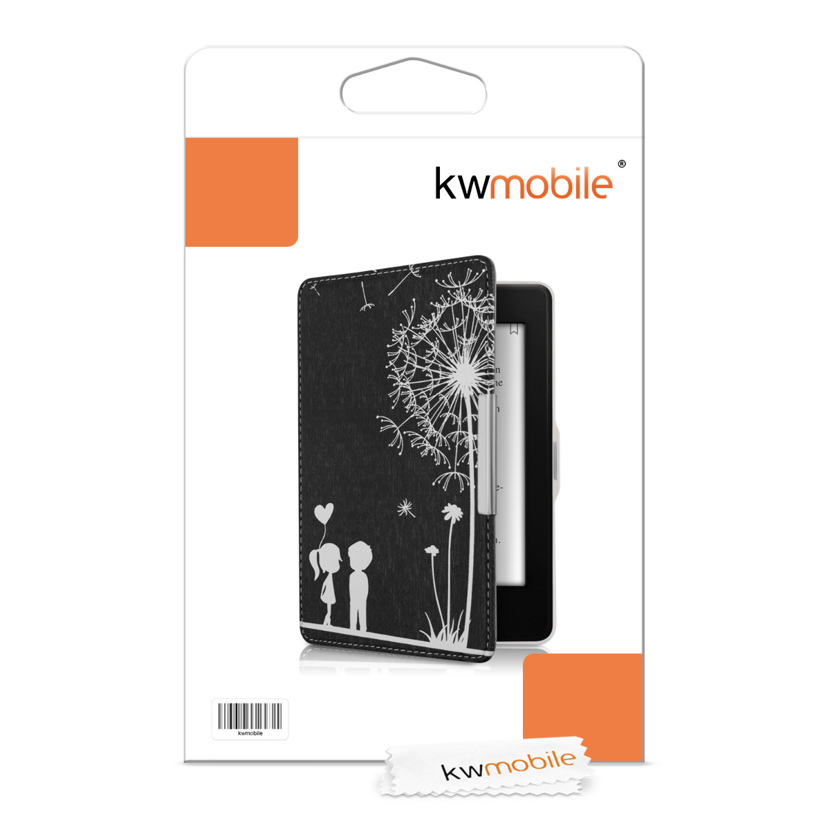 Pouzdro na čtečku kwmobile Kindle Paperwhite - Dandelion Love - bílá / černá