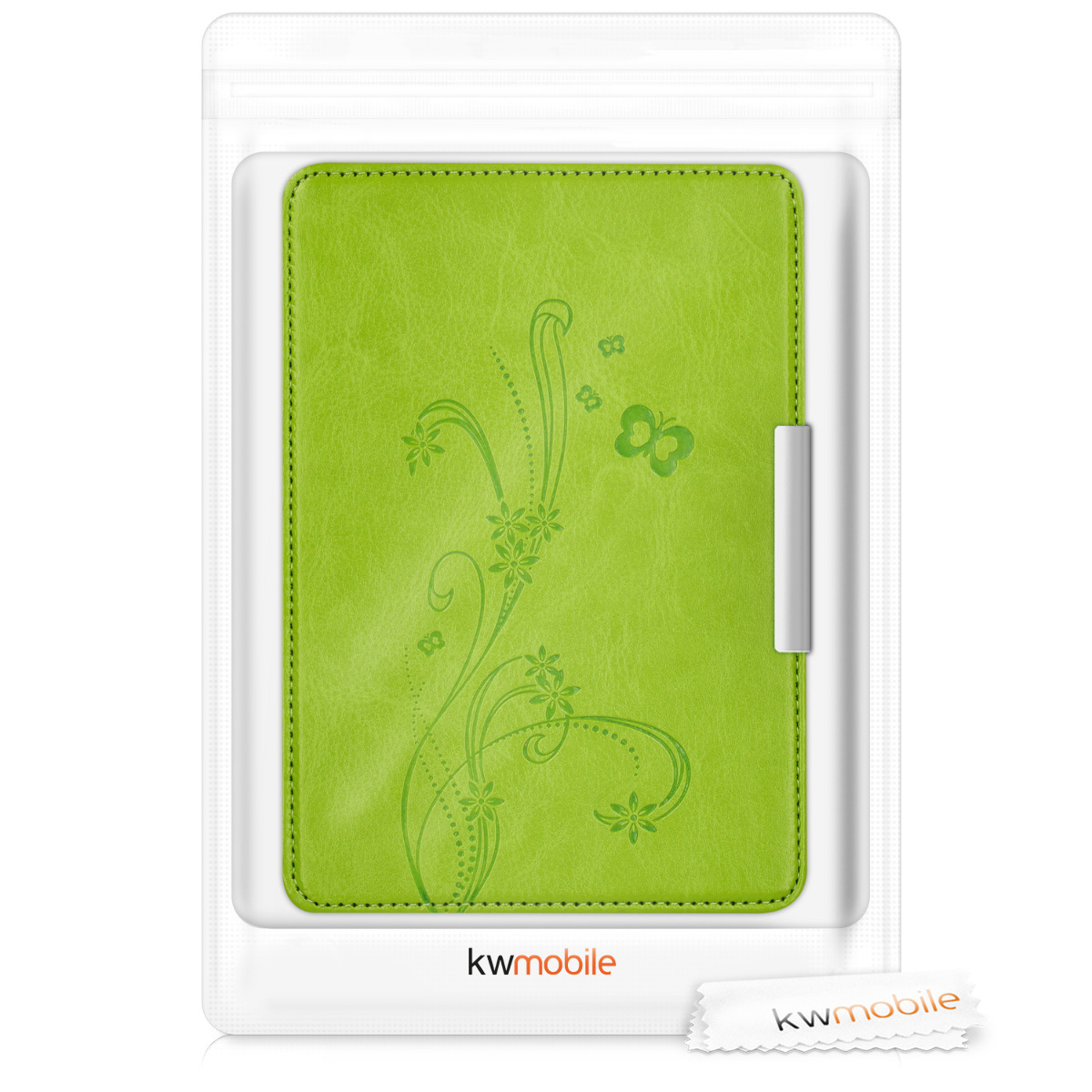 Pouzdro na čtečku kwmobile Kindle Paperwhite - Butterfly Tendril - světle zelená