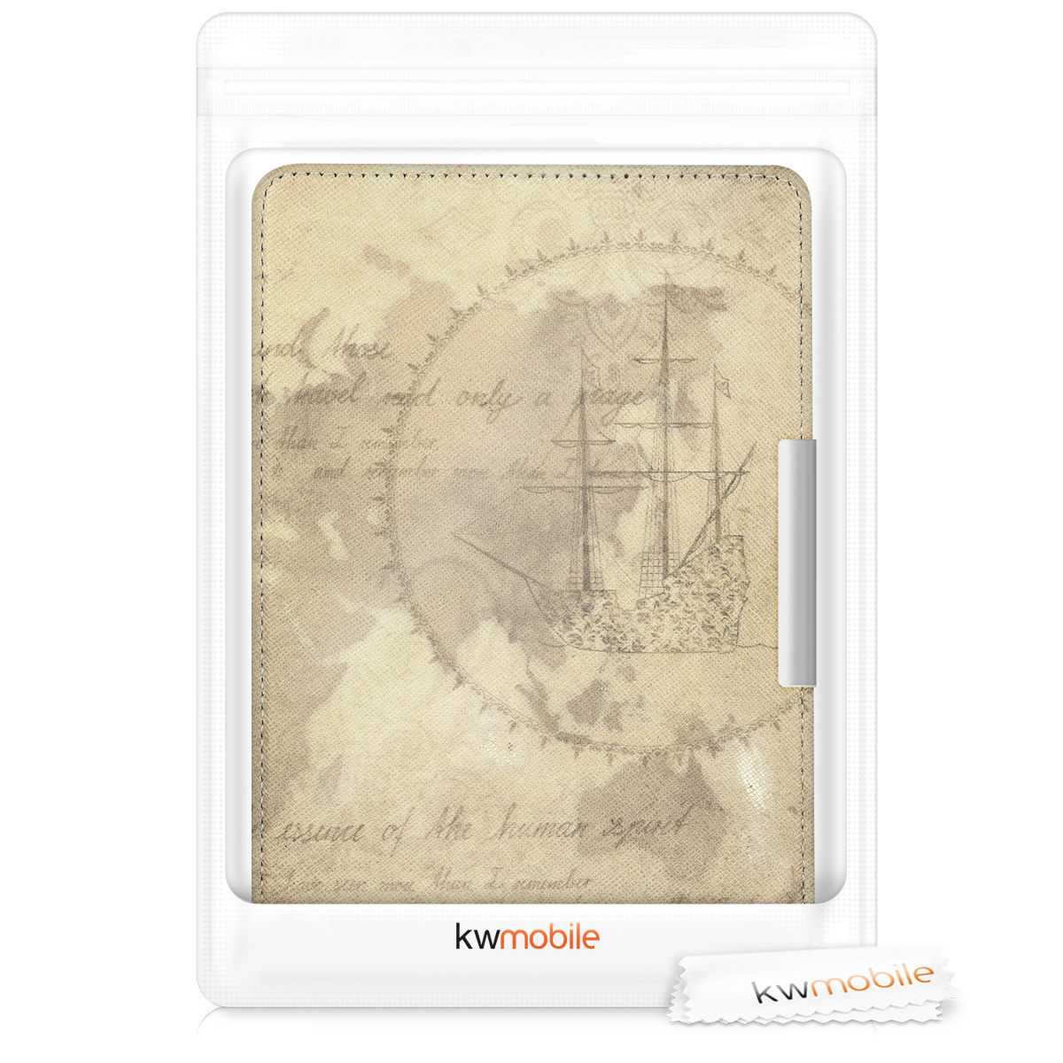 Pouzdro na čtečku kwmobile Kindle Paperwhite - Travel Vintage - hnědá / světle hnědá