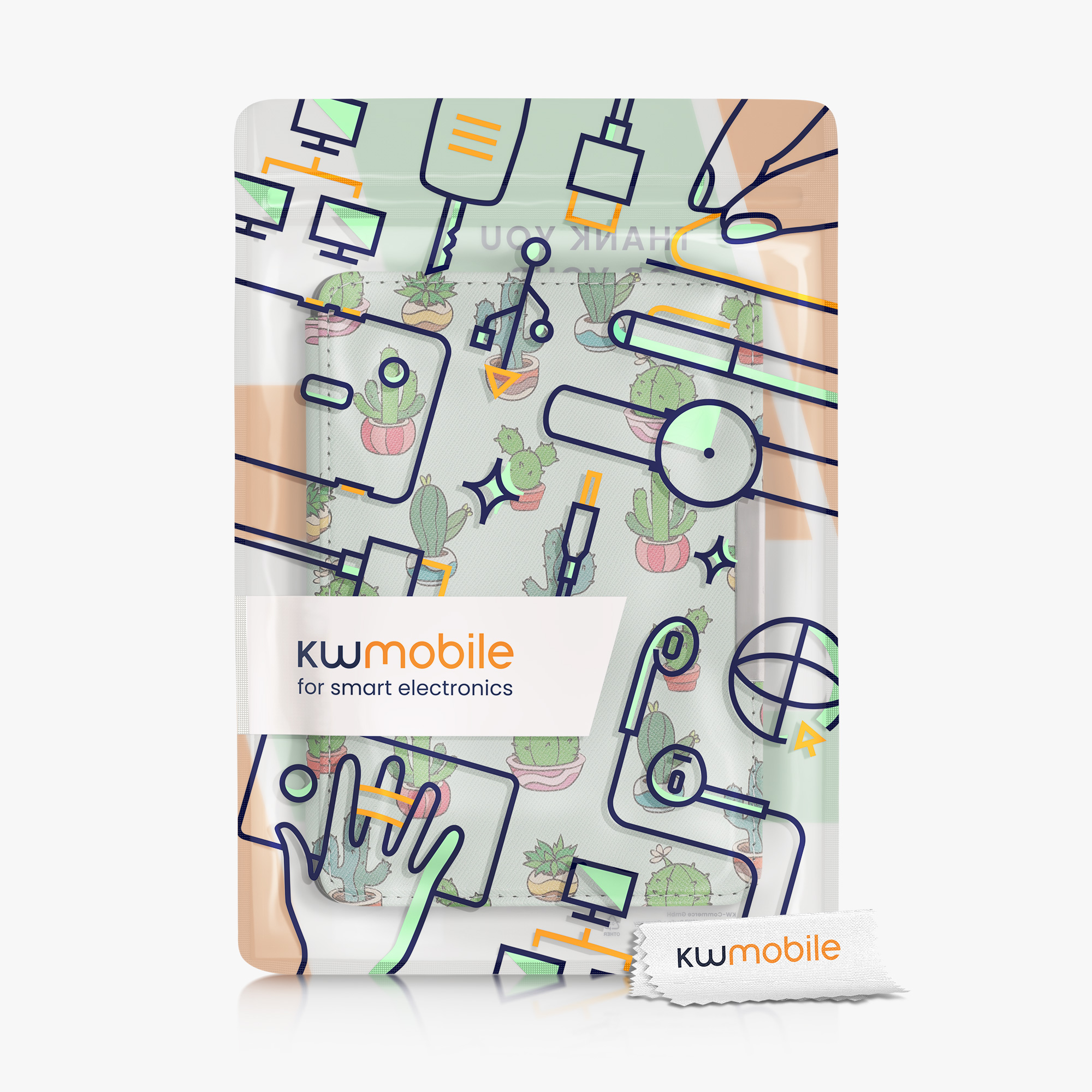 Pouzdro na čtečku kwmobile Kindle Paperwhite - Cactus - světle zelená / tmavě zelená