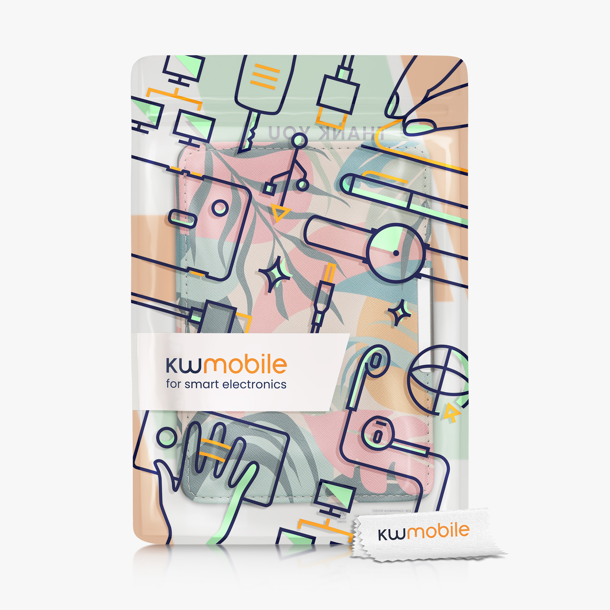 Pouzdro na čtečku kwmobile Kindle Paperwhite - Tropical Jungle - růžová / žlutá / zelená