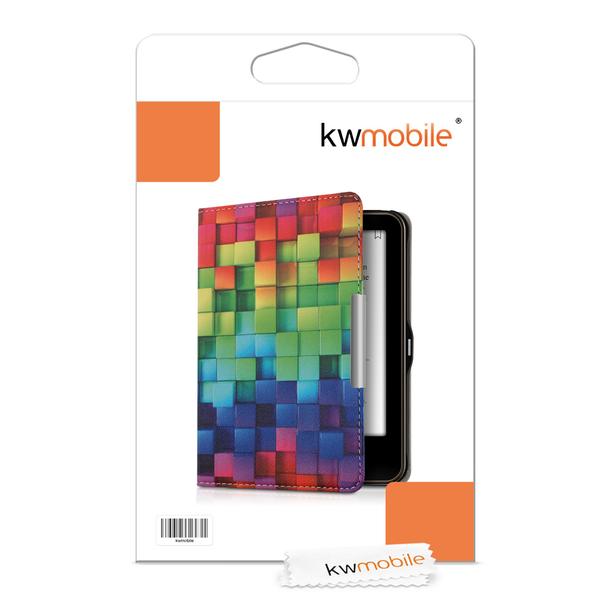 Pouzdro na čtečku kwmobile pro Tolino Vision 1 / 2 / 3 / 4 HD - motiv Rainbow Cubes, vícebarevná / zelená / modrá