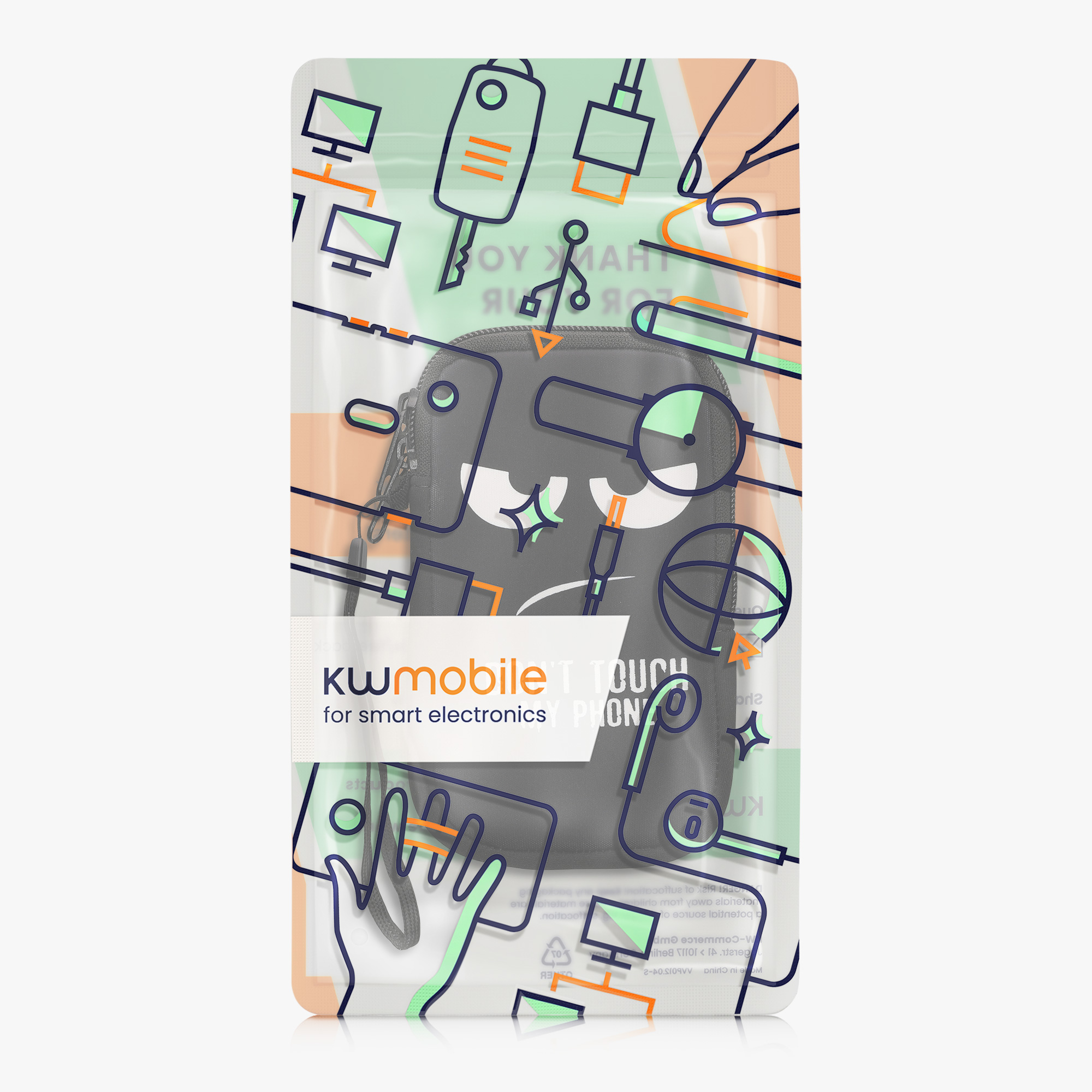 Univerzální pouzdro na mobil kwmobile pro Smartphone Size M, motiv Don't Touch My Phone bílá / černá