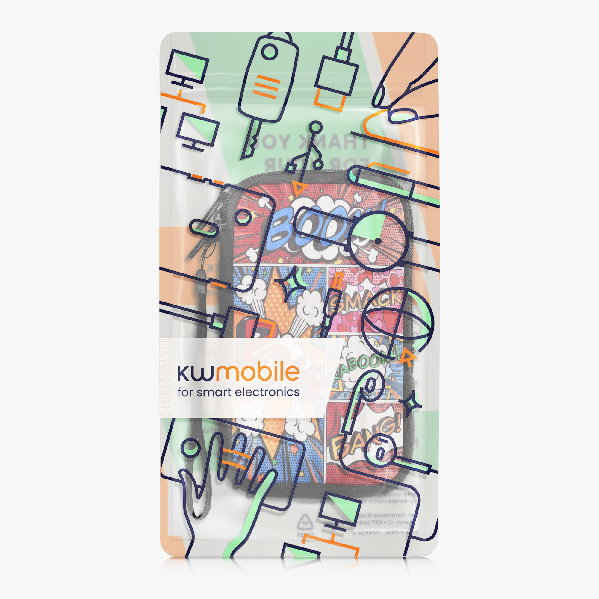 kwmobile univerzální pouzdro na mobil L 6.5", neopren, Comic Book Symbols vícebarevná