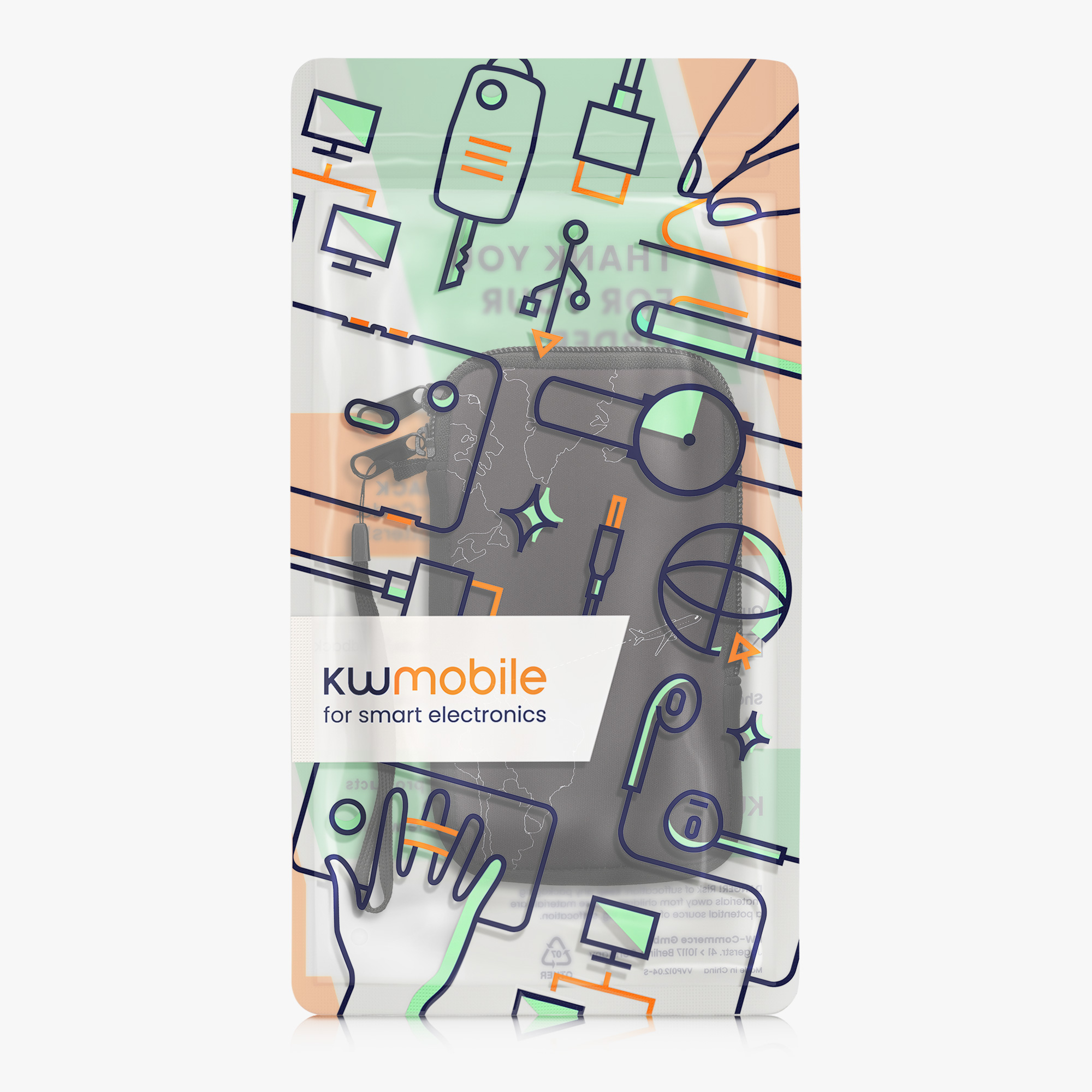 kwmobile univerzální pouzdro na mobil L 6.5", neopren, Travel & Explore bílá / černá