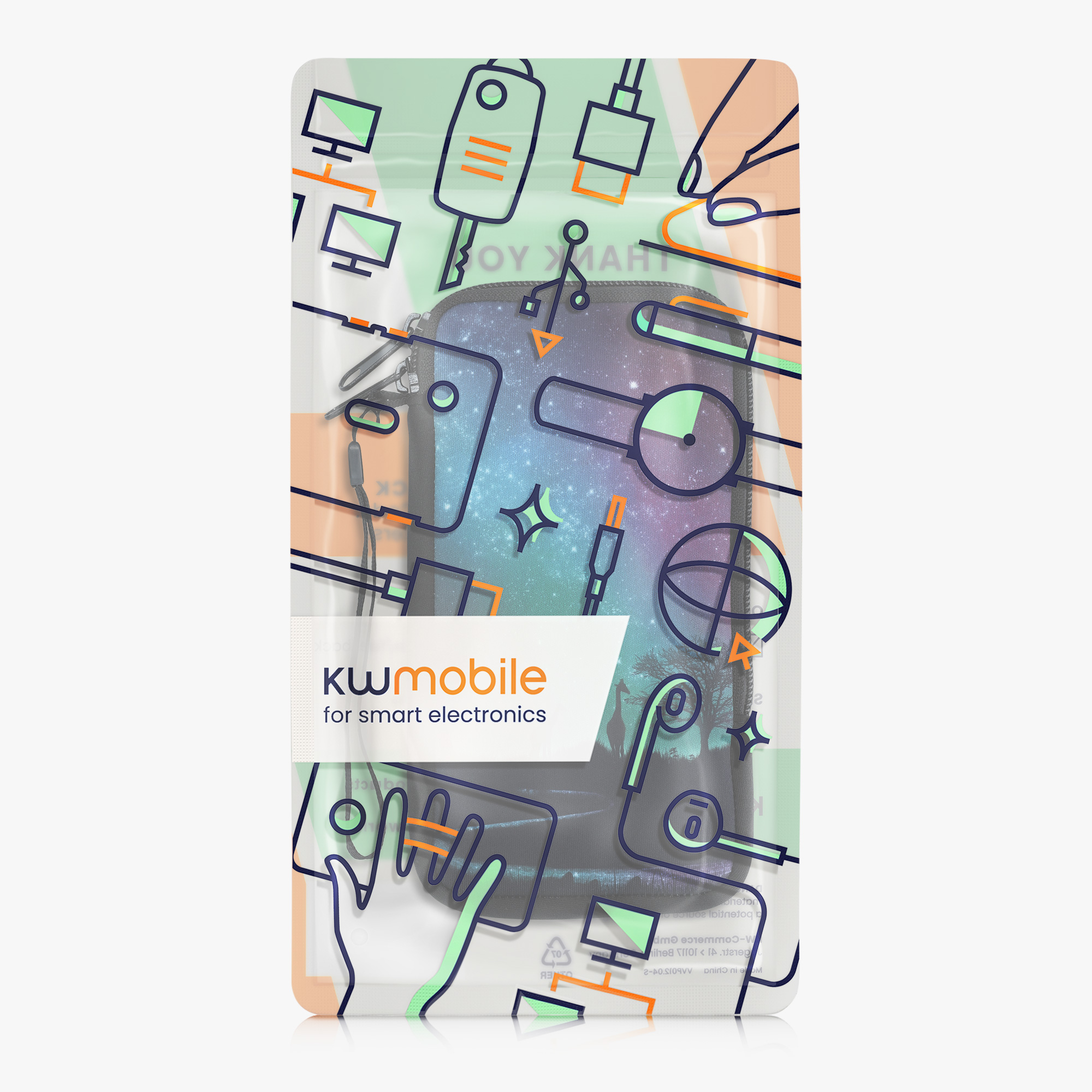 Univerzální pouzdro na mobil kwmobile - XL - 17,2 x 8,4 cm (6.7/6.8") - motiv hvězdné žirafy - černá / tmavě modrá /...