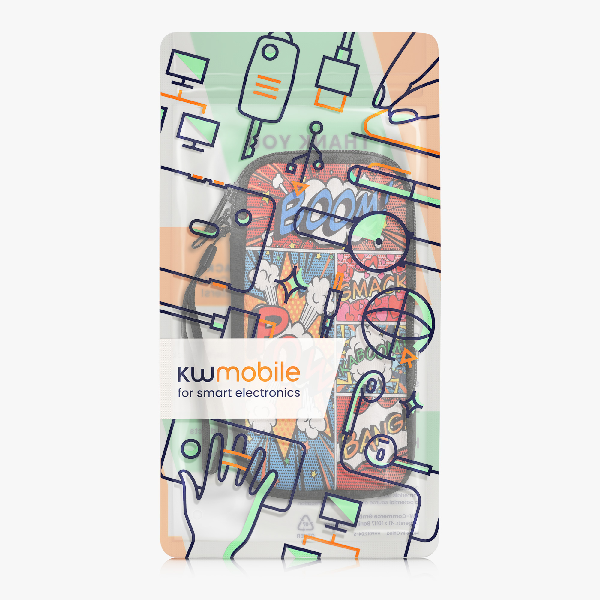 Univerzální pouzdro kwmobile na mobil XXL - 7" - motiv Comic Book Symbols Multicolor