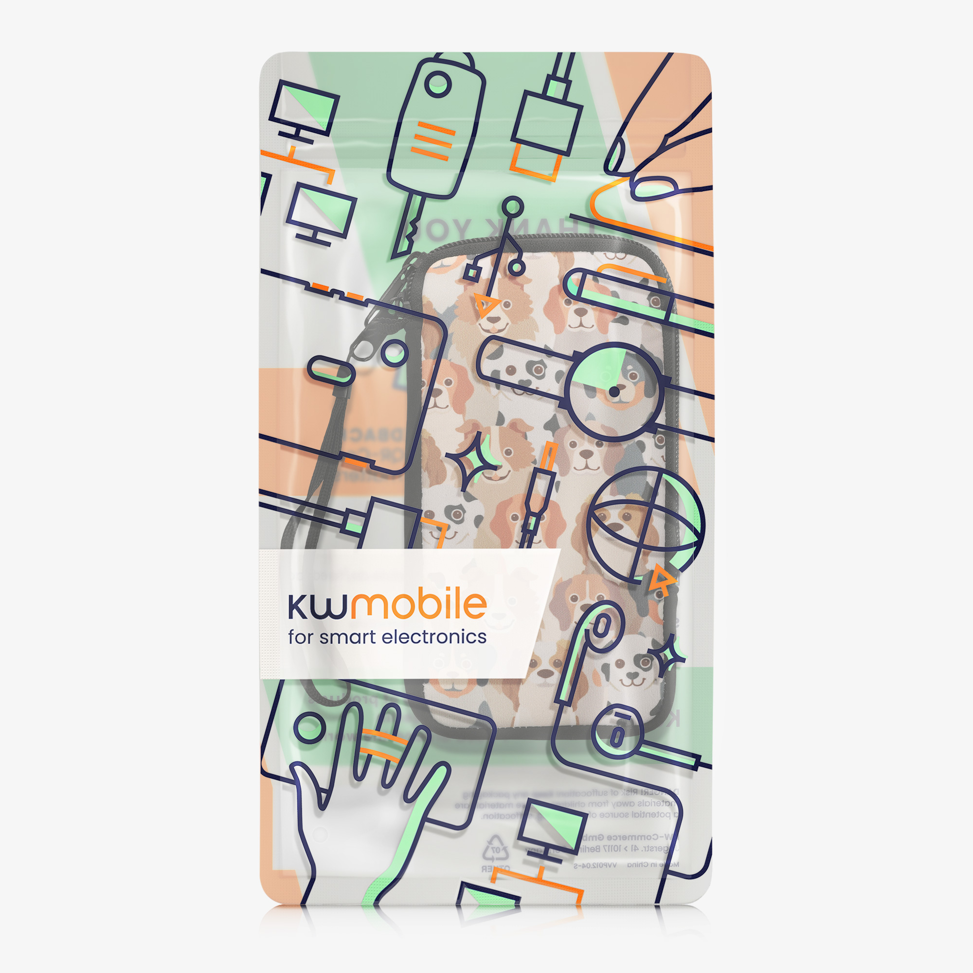 Univerzální pouzdro na mobil kwmobile pro Smartphone Size M, motiv Dogs bílá / světle hnědá / šedá