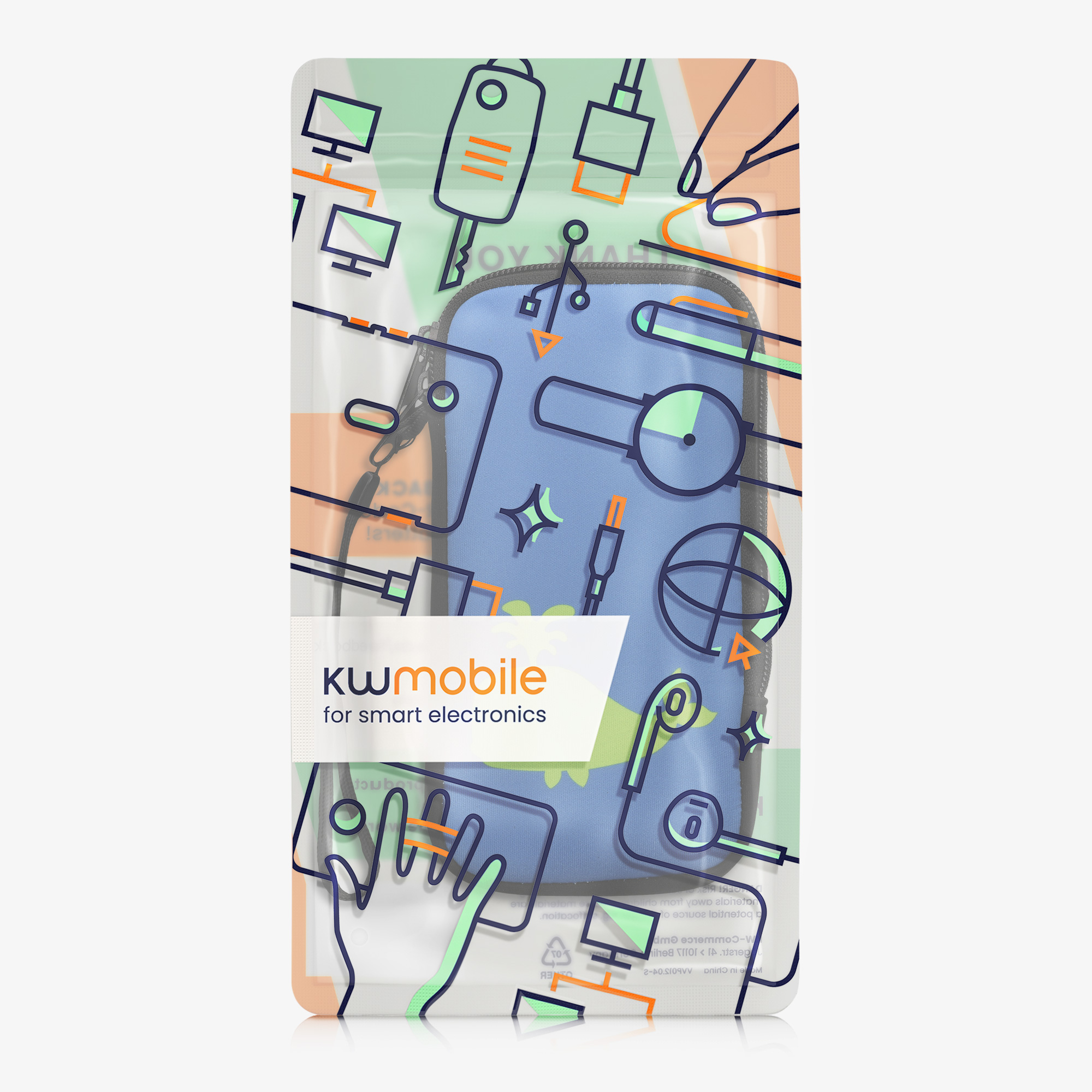Univerzální pouzdro kwmobile na mobil XXL - 7" - motiv Whale Silhouette - neonově zelená / modrá