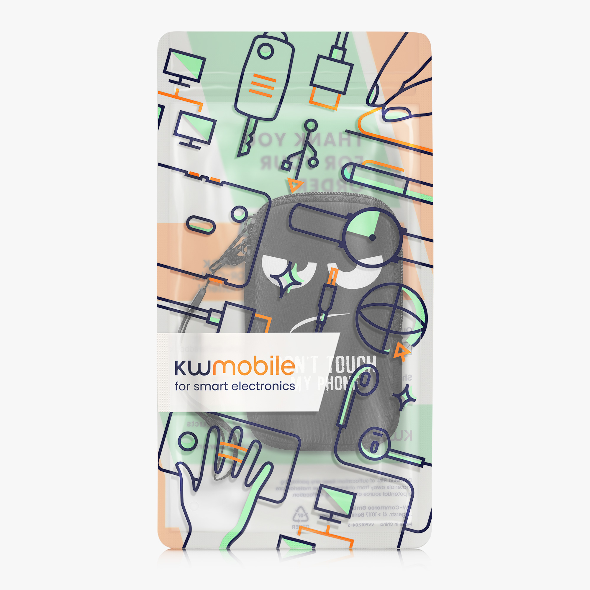 Univerzální pouzdro na mobil Smartphone Size S kwmobile - don't touch my phone white / černá