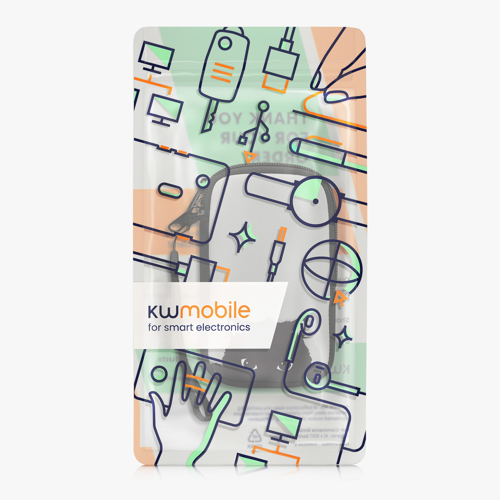 Univerzální pouzdro na mobil Smartphone Size S kwmobile - curious cat grey / černá