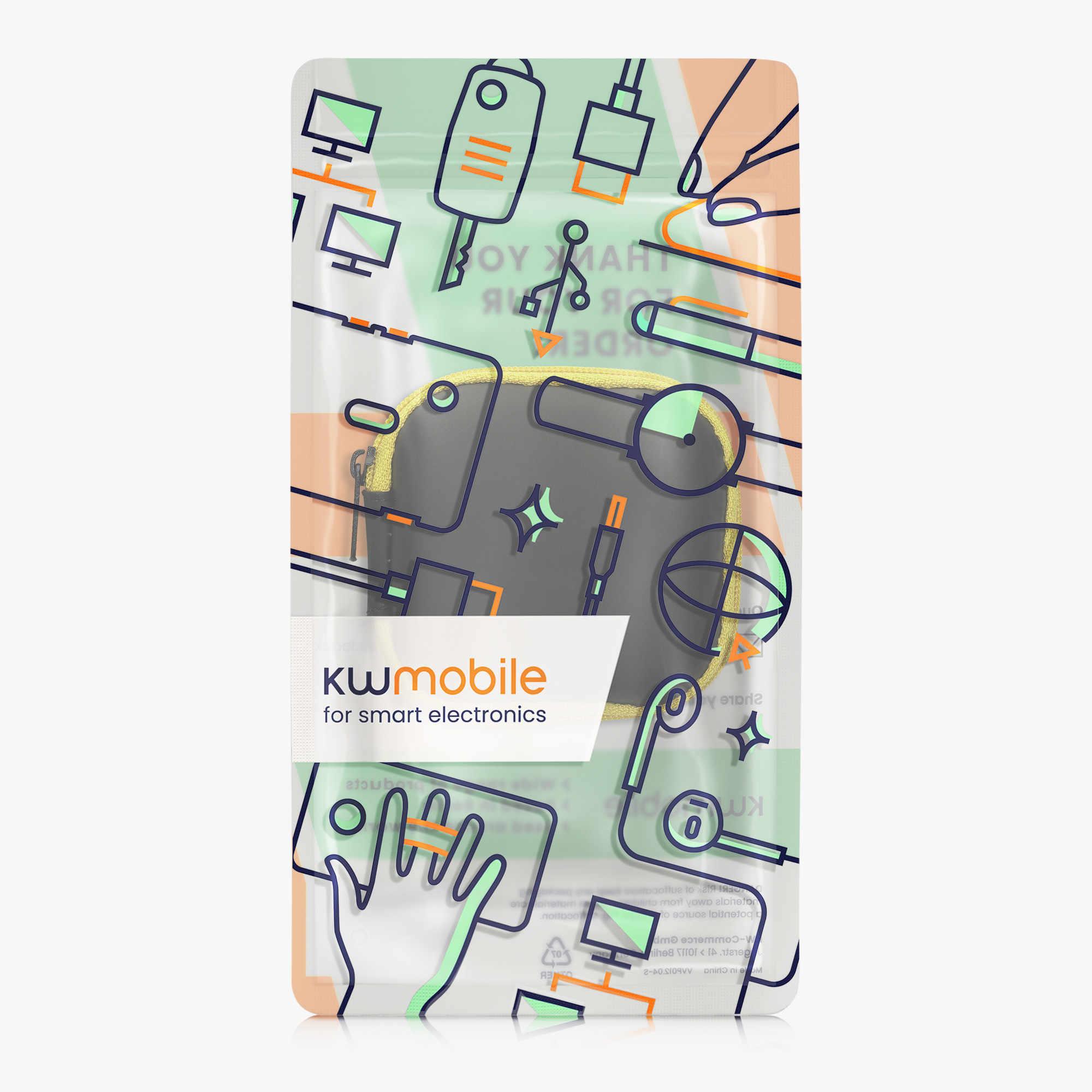 Pouzdro na sluchátka kwmobile - žlutá / černá