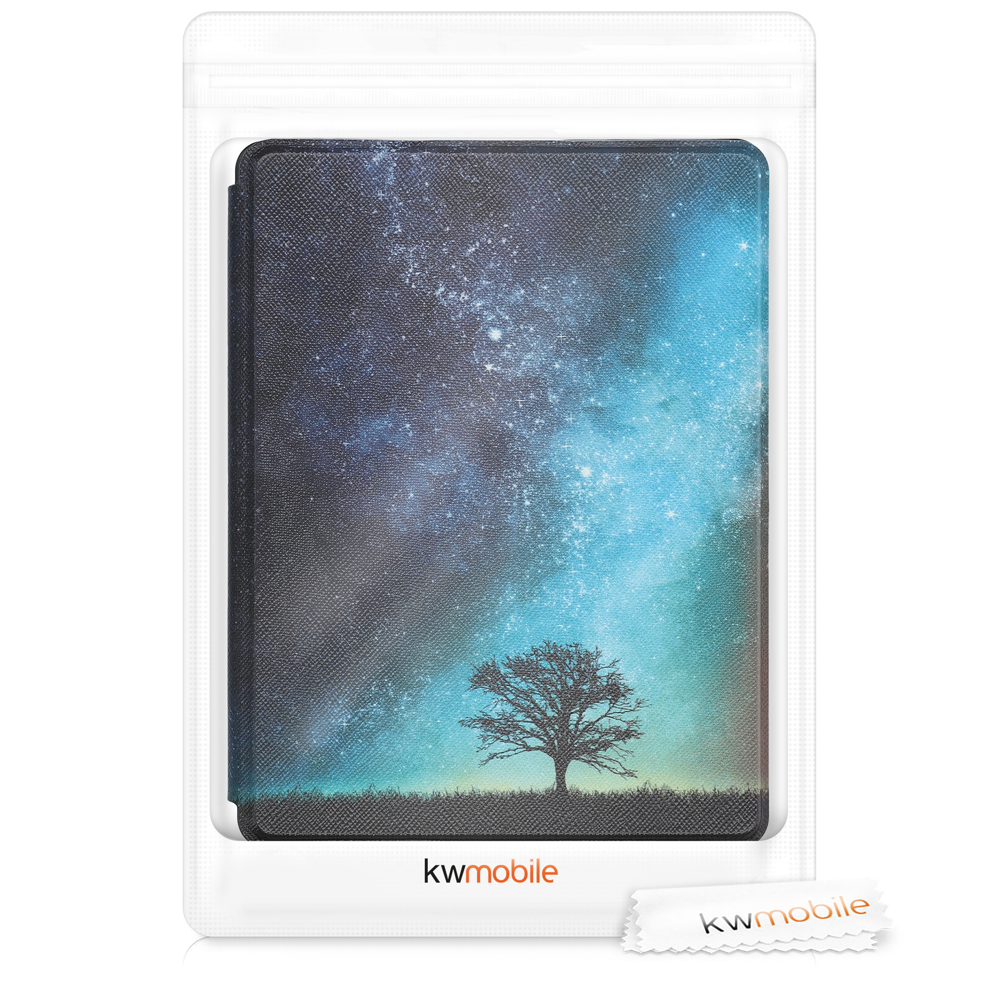 Pouzdro na čtečku kwmobile pro Kobo Glo HD / Touch 2.0 - Cosmic Nature Blue / šedá / černá
