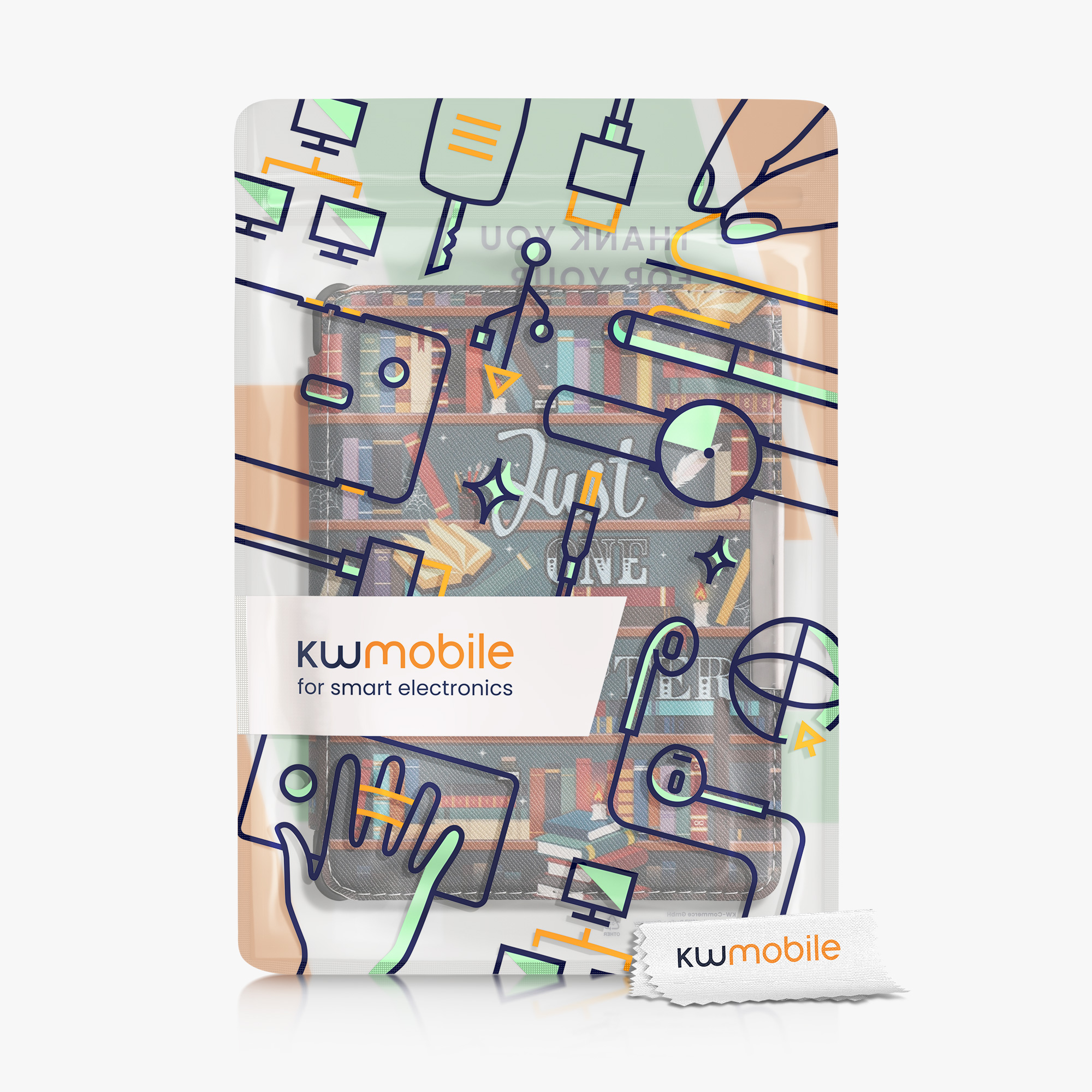Pouzdro na čtečku kwmobile pro Kobo Glo HD / Touch 2.0 - Library Motto Multicolor