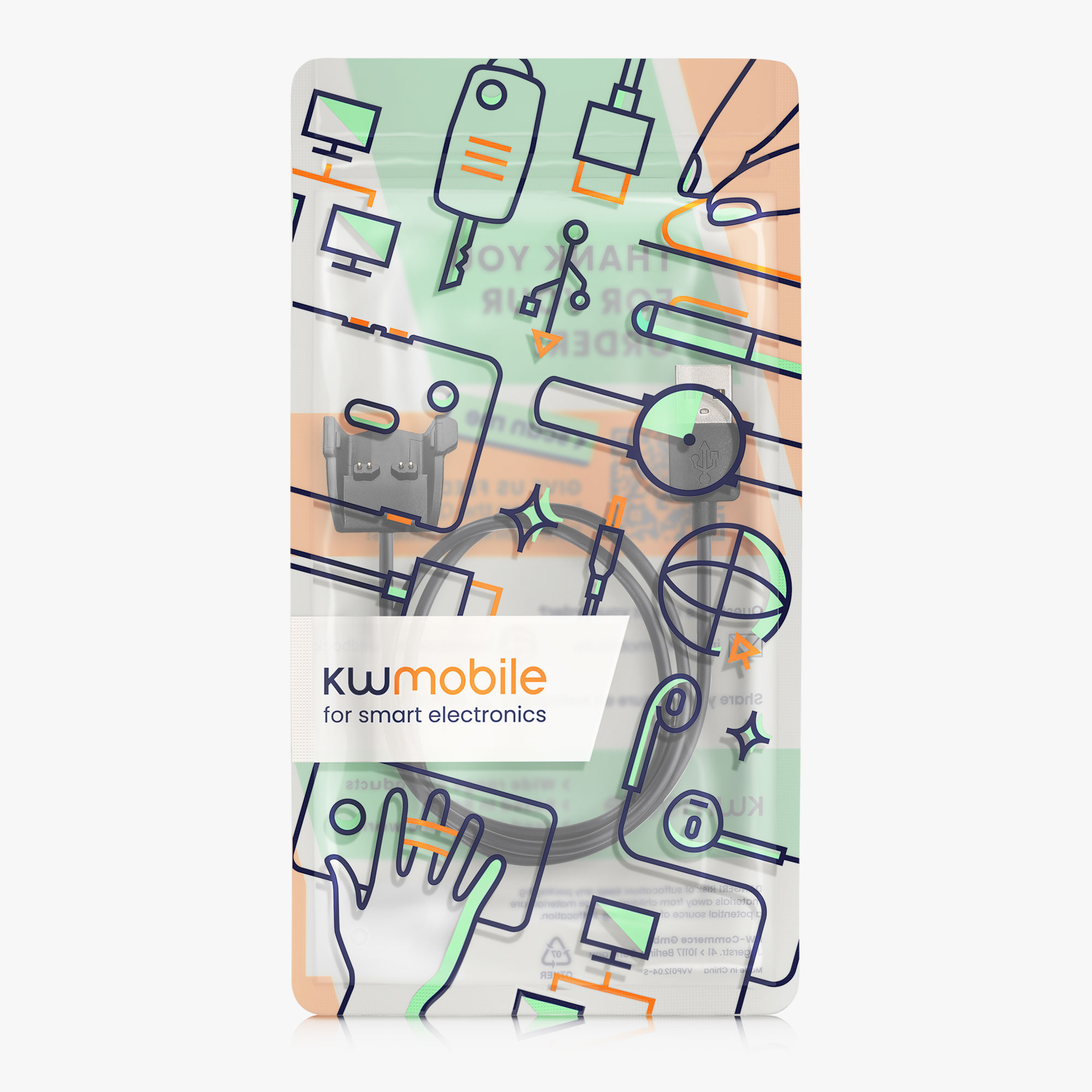 Nabíjecí kabel kwmobile pro Garmin Vivosmart HR Plus/Approach X40 - černá