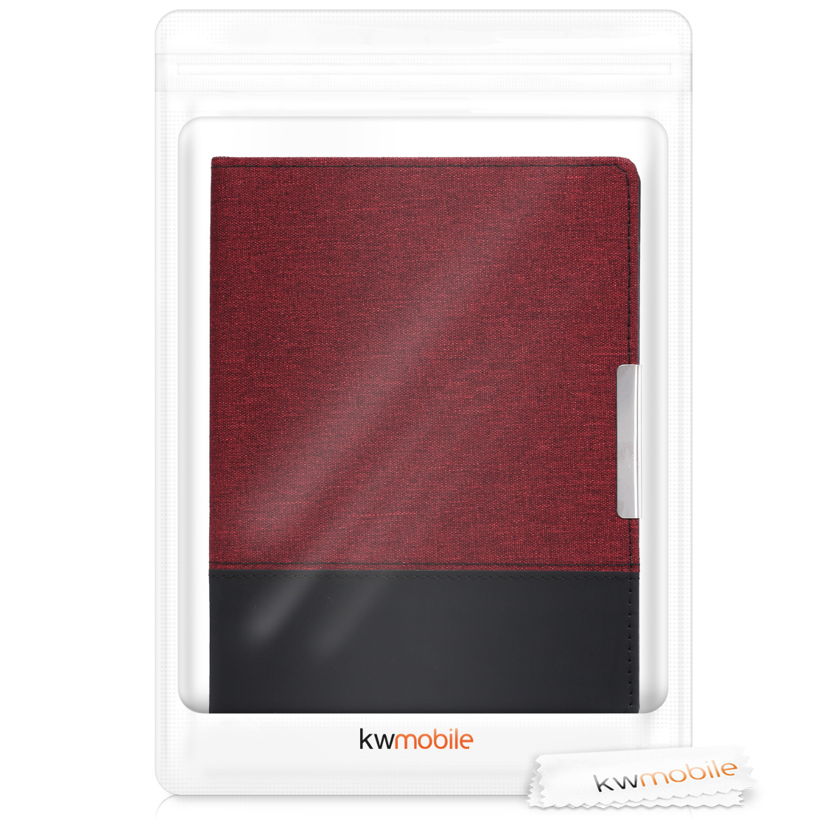 Pu kožené canvas pouzdro na čtečku Kobo Aura H2O Edition 1 tmavě červeno-černé