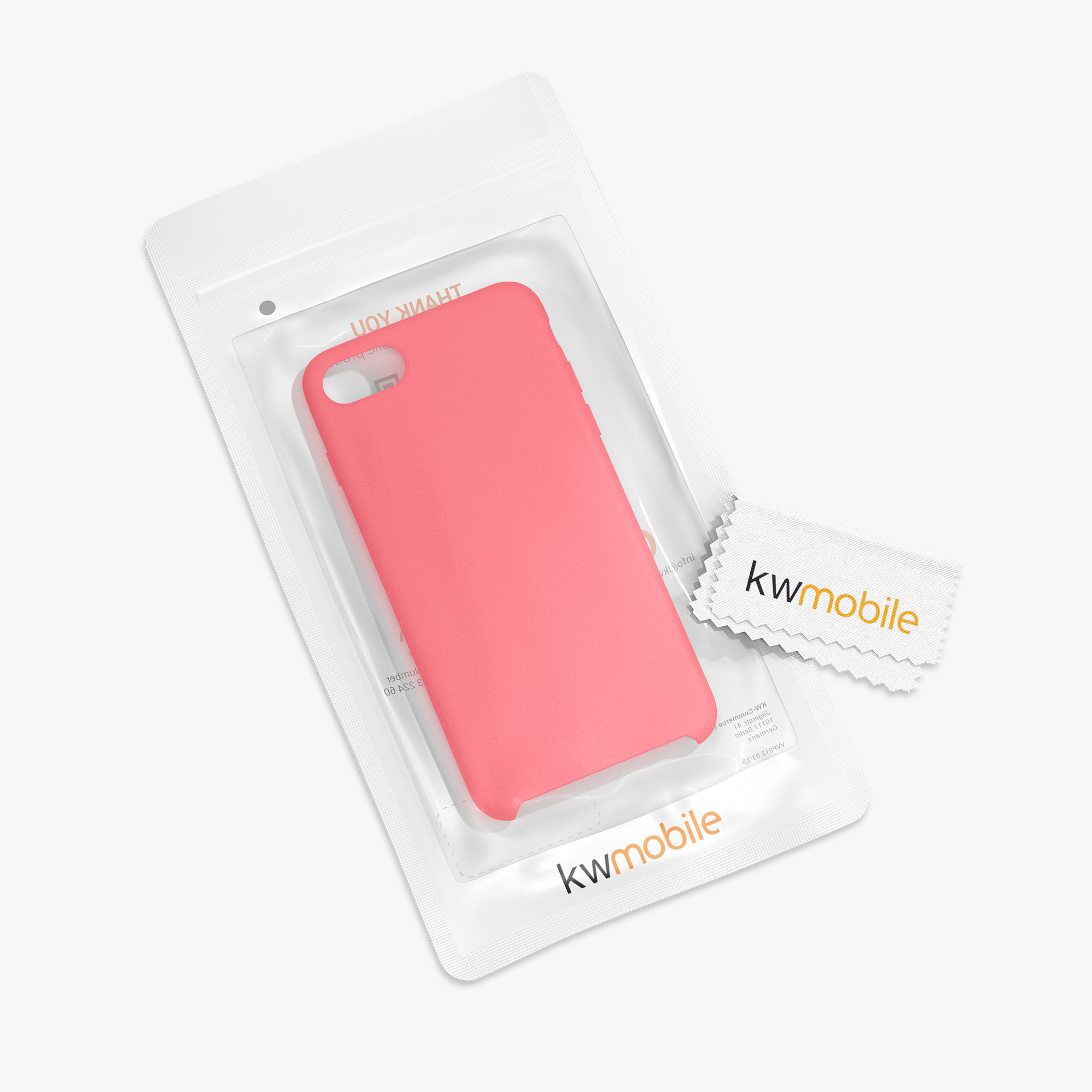 Silikonový TPU kryt kwmobile pro iPhone SE 2022/2020/8/7 - neonově korálová