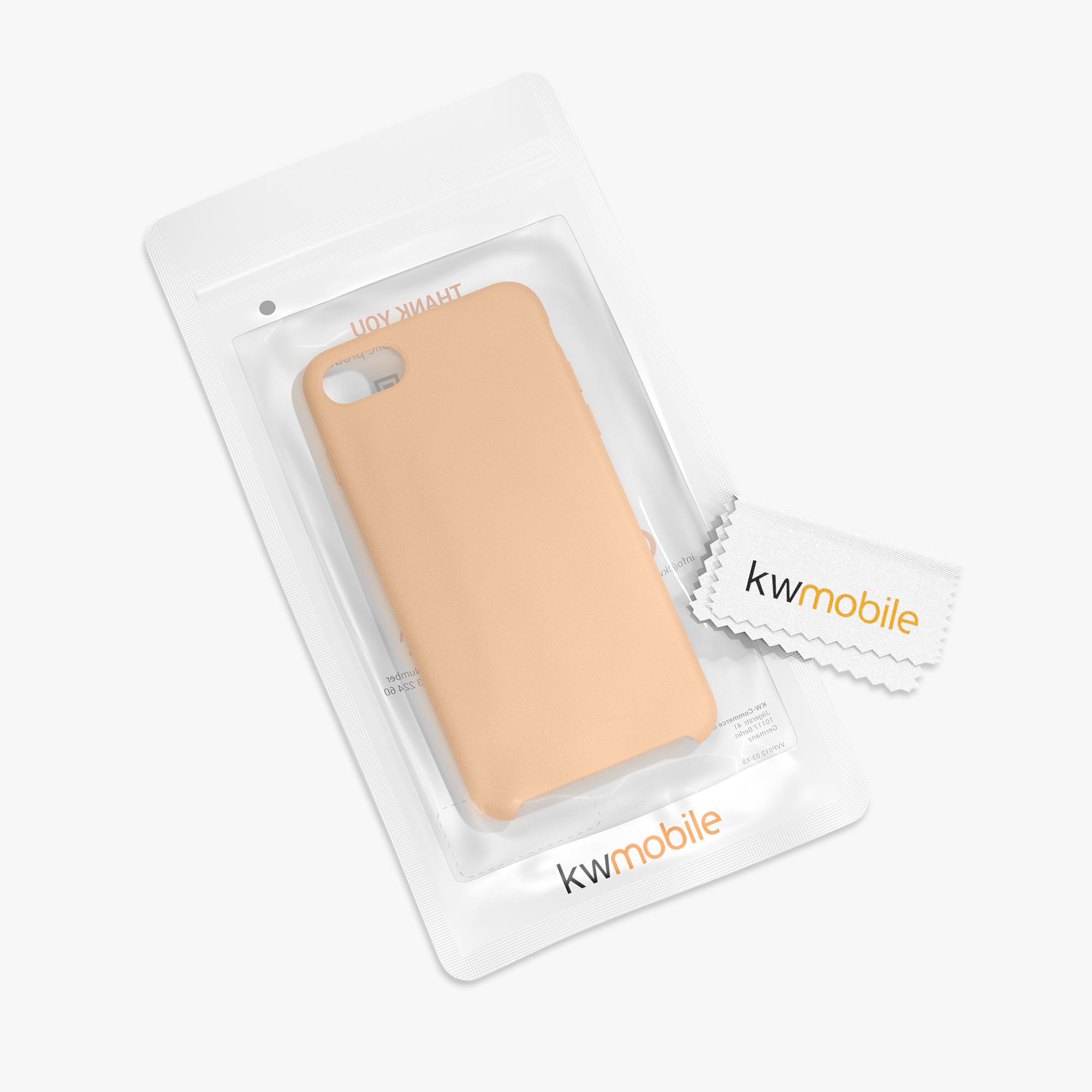 Silikonový TPU kryt kwmobile pro iPhone SE 2022/2020/8/7 - broskvová