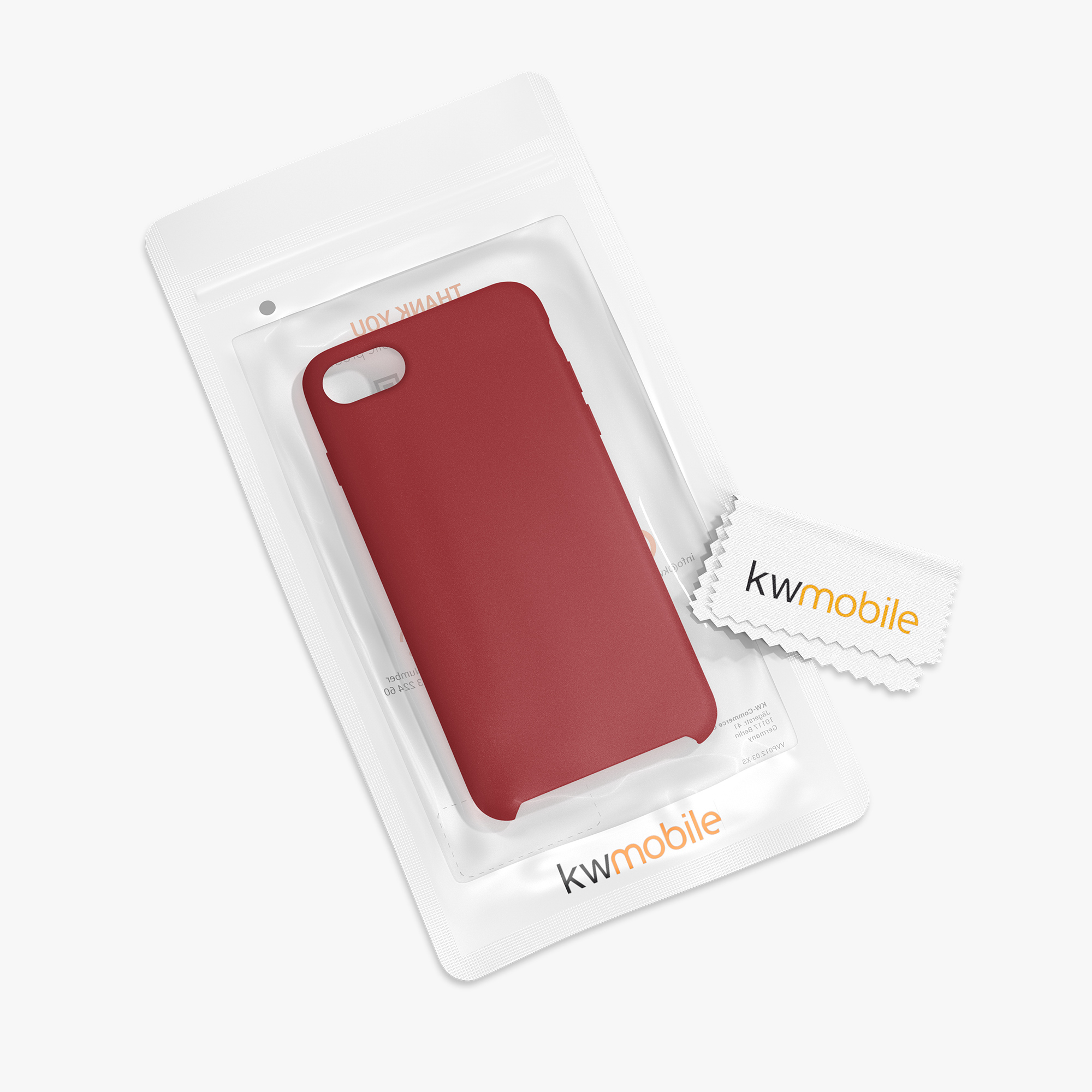 Silikonový TPU kryt kwmobile pro iPhone SE 2022/2020/8/7 - tmavě červená