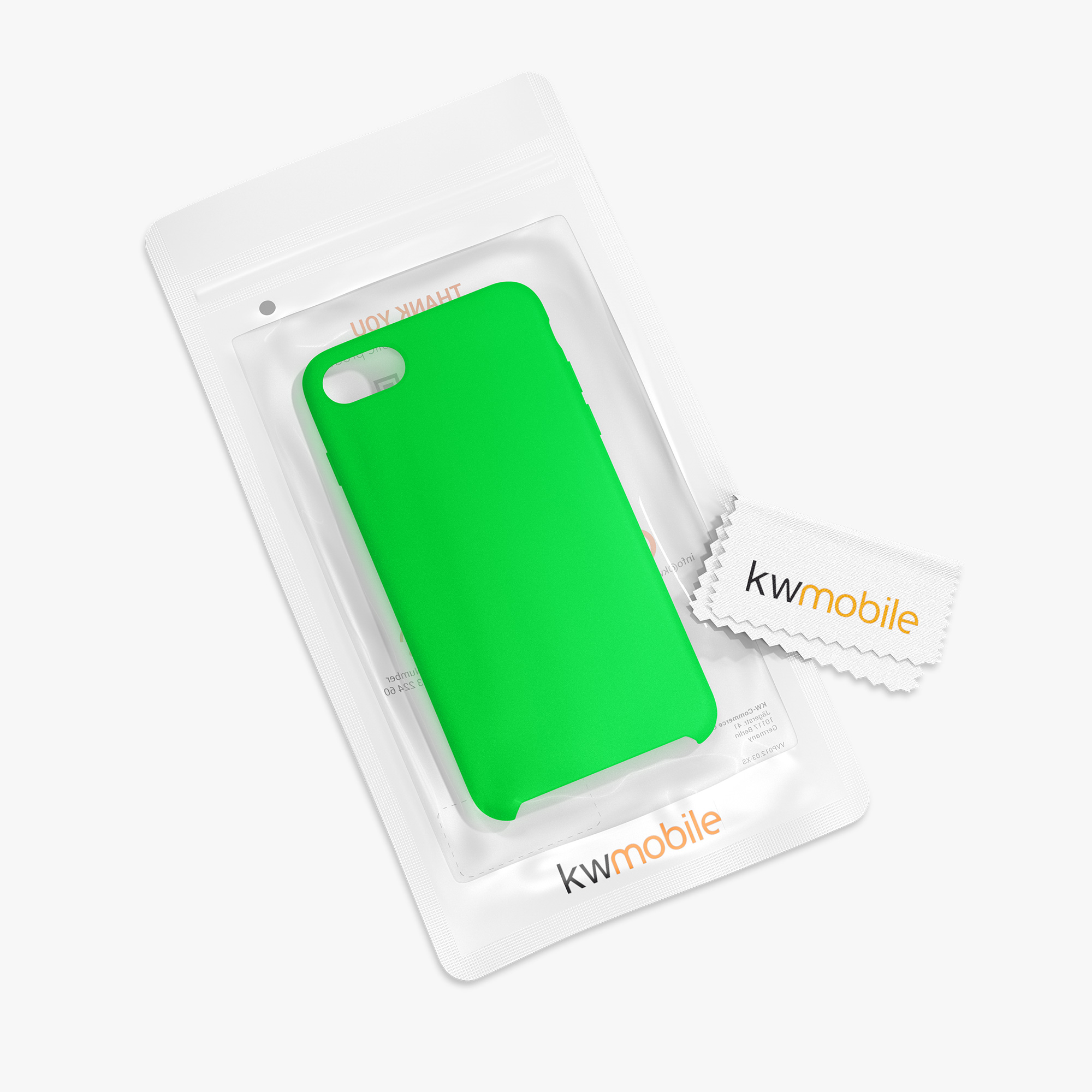Silikonový TPU kryt kwmobile pro iPhone SE 2022/2020/8/7 - neonově zelená