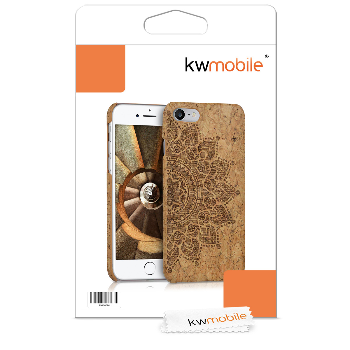 Korkový kryt kwmobile pro iPhone SE 2022/2020/8/7 - tmavě hnědá / světle hnědá