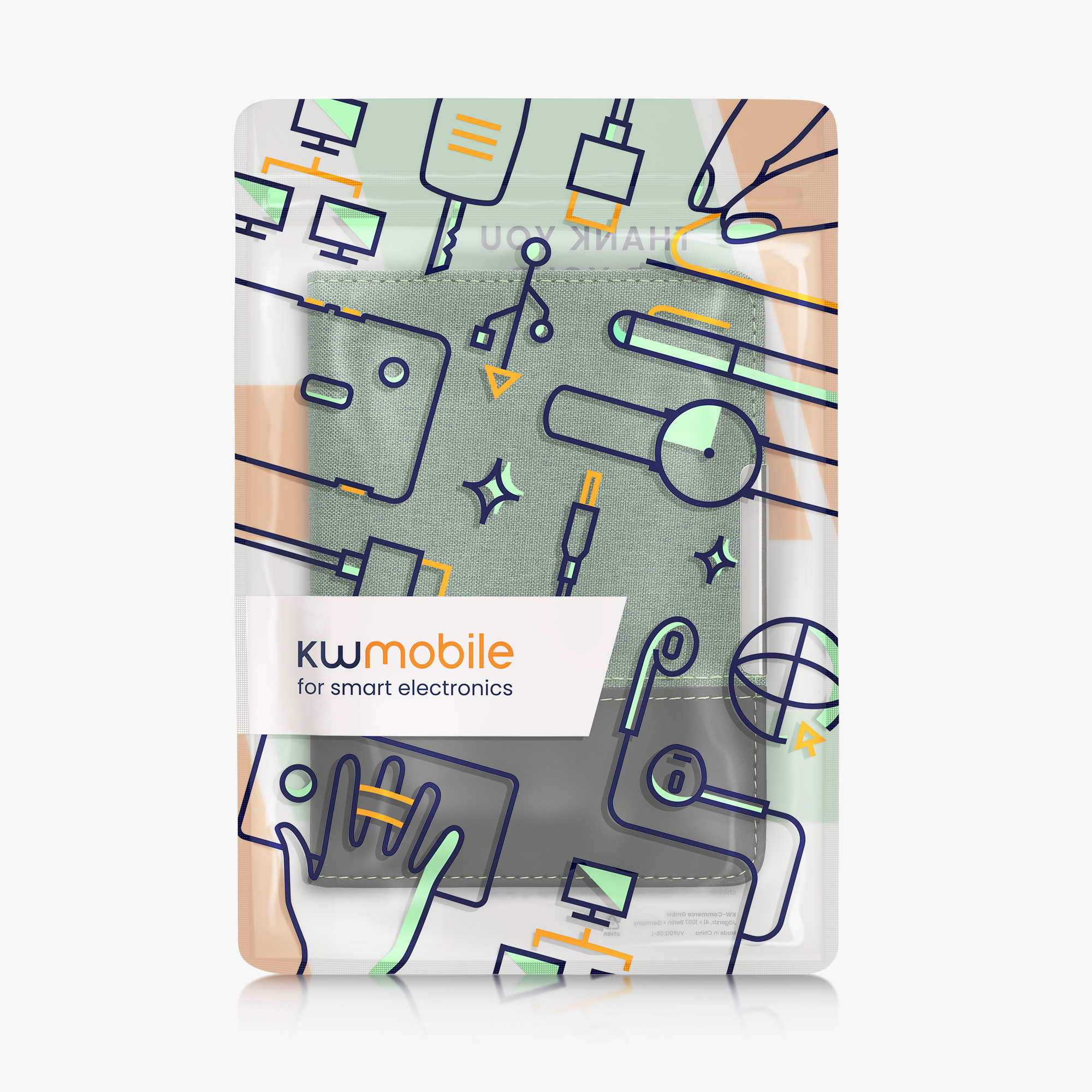 Pu kožené canvas pouzdro na čtečku Kobo Aura Edition 2 tmavě zeleno-černé se stojánkem